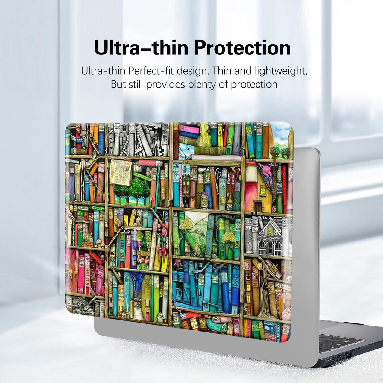Alt view image 4 of 5 - Compatible with MacBook Air 13 inch Case 2021 2020 2019 2018 Release A2337 M1 A2179 A1932, Funut Laptop Plastic Hard Shell Case Protective Cover for MacBook Air 13 with Touch ID, Bookshelf