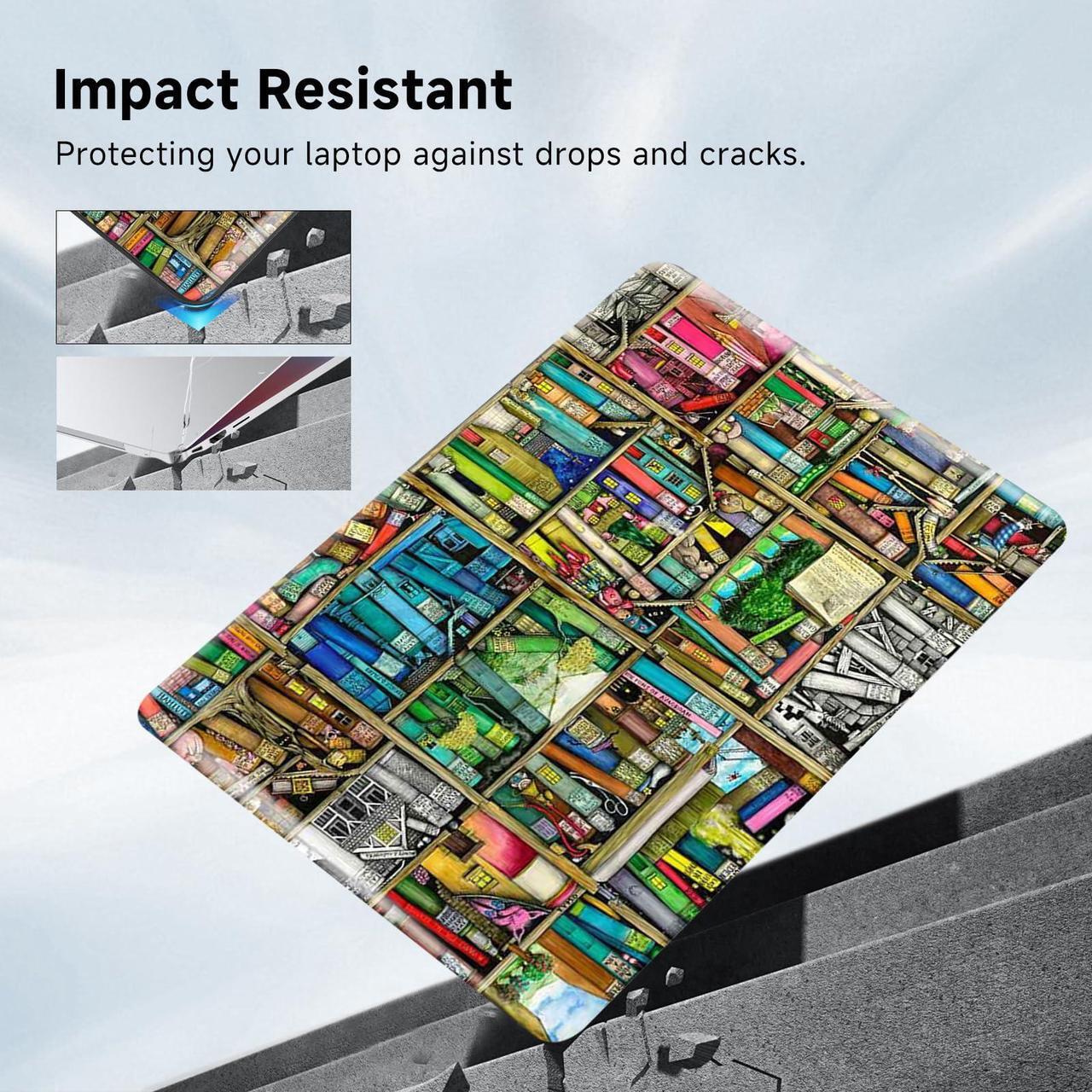 Alt view image 5 of 5 - Compatible with MacBook Air 13 inch Case 2021 2020 2019 2018 Release A2337 M1 A2179 A1932, Funut Laptop Plastic Hard Shell Case Protective Cover for MacBook Air 13 with Touch ID, Bookshelf