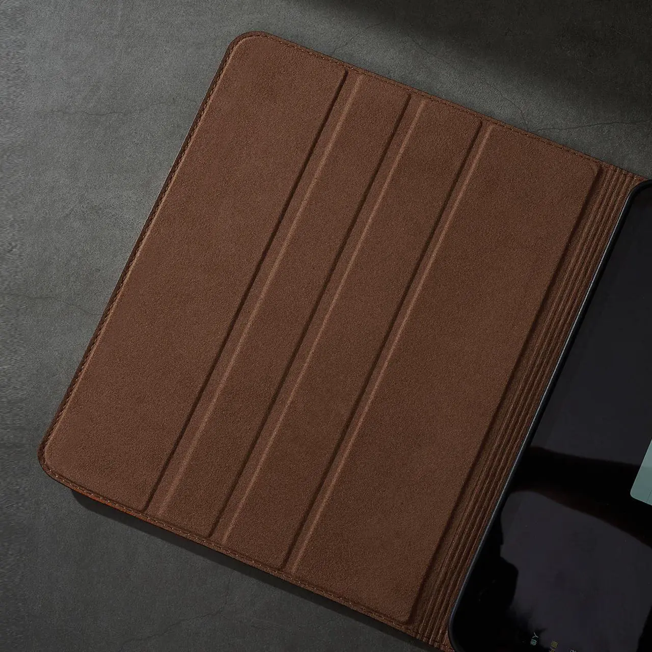 Alt view image 5 of 5 - Gexmil Genuine Leather Case for iPad Pro 13 Inch M4 2024 with Pencil Holder,Protective Shockproof Smart Premium Leather Folio Cover Adjustable Stand Auto Sleep/Wake Anti-Slip,Brown Crocodile