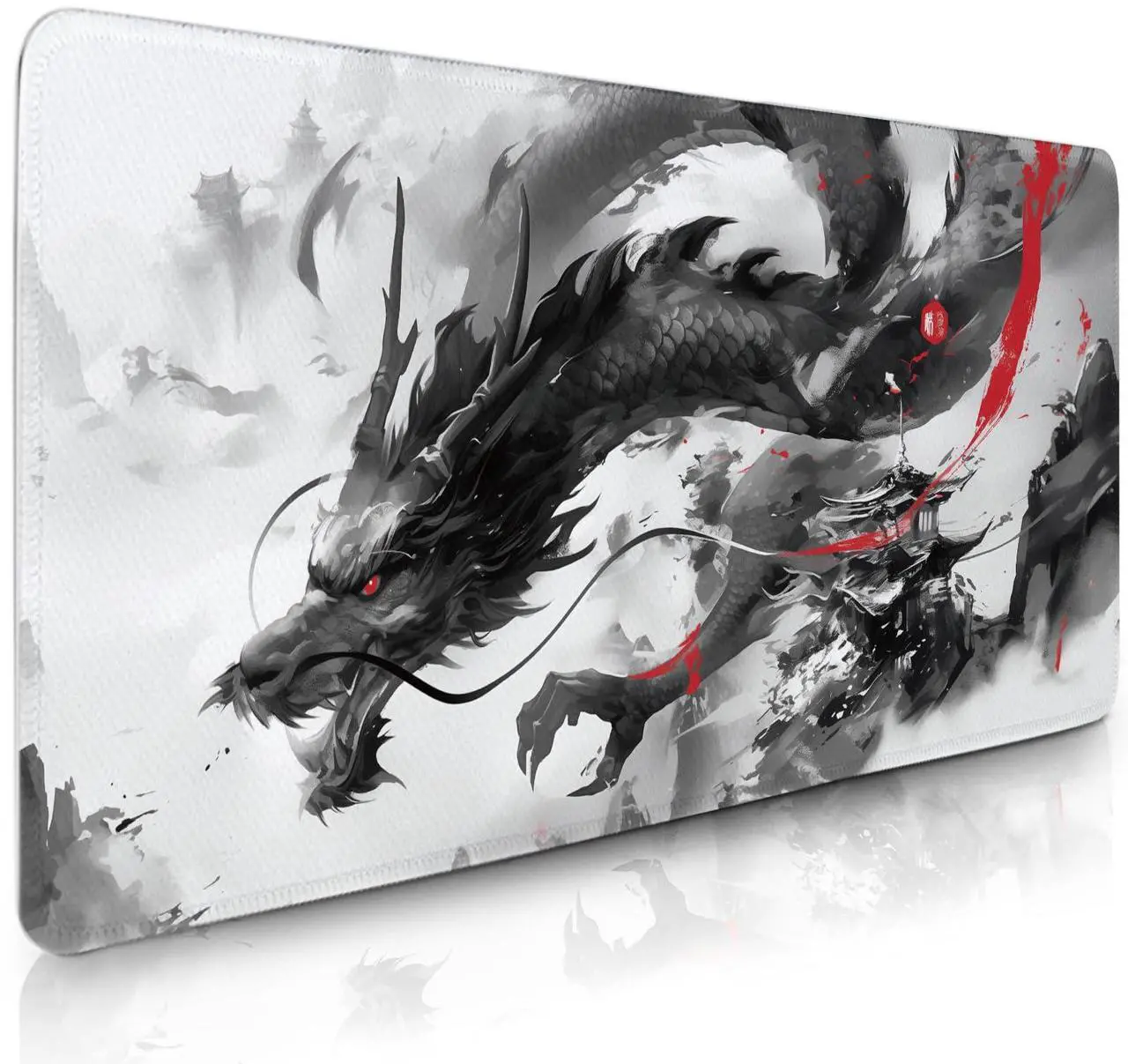 Main image of XXL Dragon Mouse Pad - Black and White Dragon Mouse Pad, Eetended Gaming Mousepad, XXL Anime Gaming Keyboard Mat, Large Extended Desk Mat for Keyboard and Mouse, 15.7"x 35.4"
