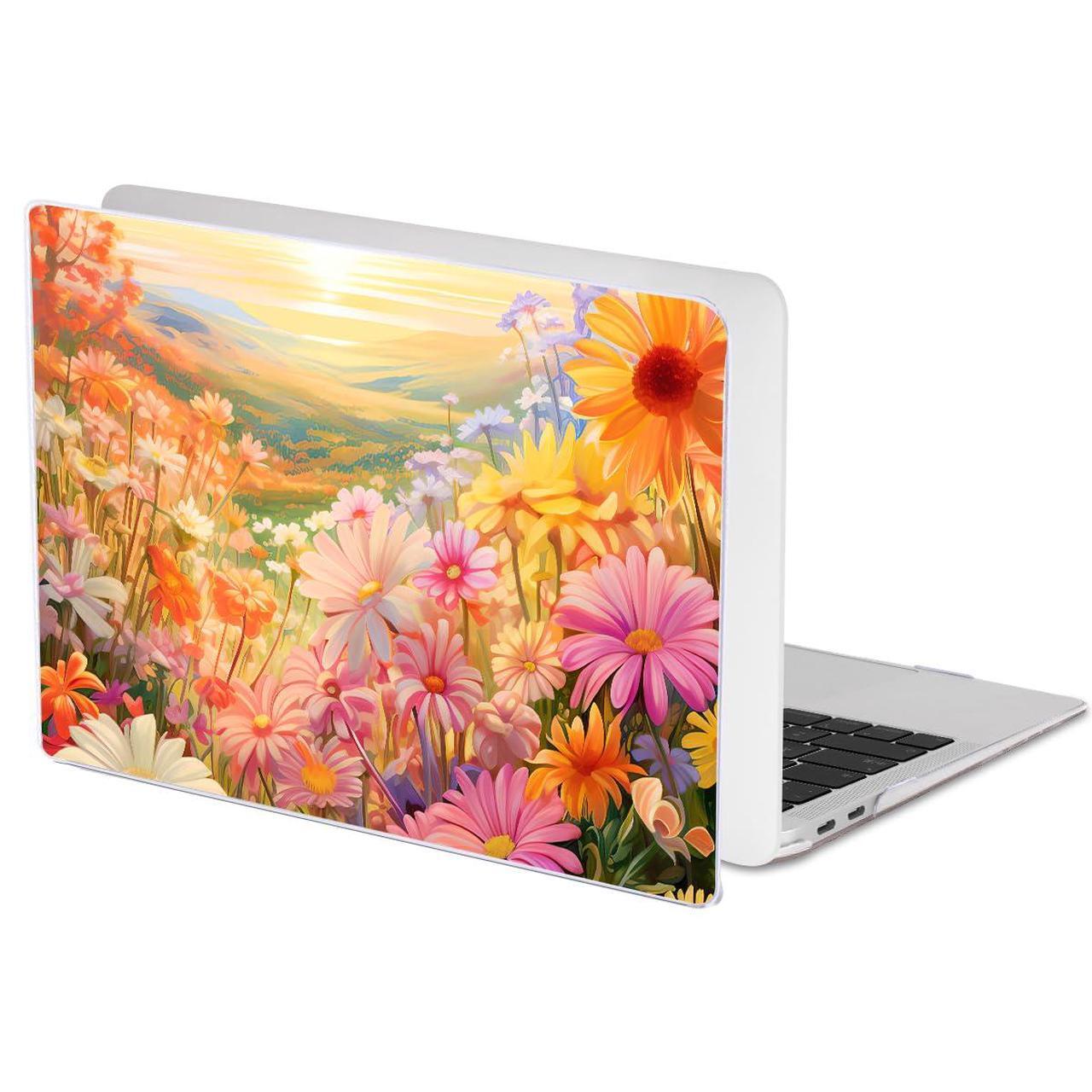 Alt view image 3 of 5 - LCMOCICO Compatible with MacBook Air 13 Inch Case 2021 2020 2019 2018 Release M1 A2337 A2179 A1932 Touch ID, Clear Plastic Hard Shell Case Keyboard Cover Screen Film, Watercolor Daisies