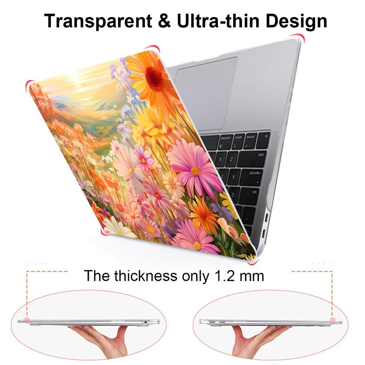 Alt view image 5 of 5 - LCMOCICO Compatible with MacBook Air 13 Inch Case 2021 2020 2019 2018 Release M1 A2337 A2179 A1932 Touch ID, Clear Plastic Hard Shell Case Keyboard Cover Screen Film, Watercolor Daisies