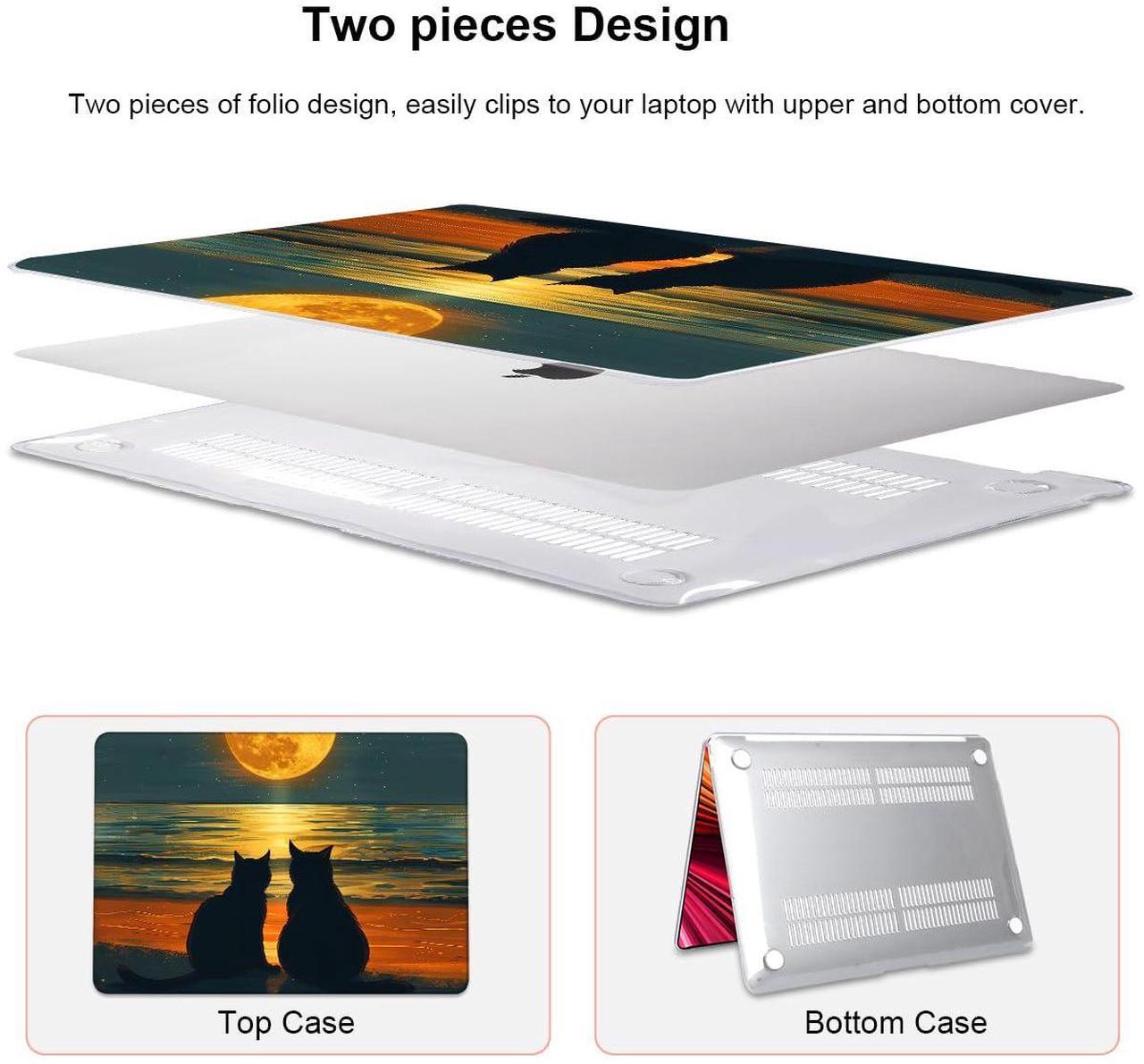 Alt view image 4 of 5 - LCMOCICO Compatible with MacBook Air 13 inch Case M1 A2337 A2179 A1932 2021 2020 2019 2018 Release with Retina Display & Touch ID, Printed Pattern Plastic Hard Shell Case Cover, Cat Watching Moon