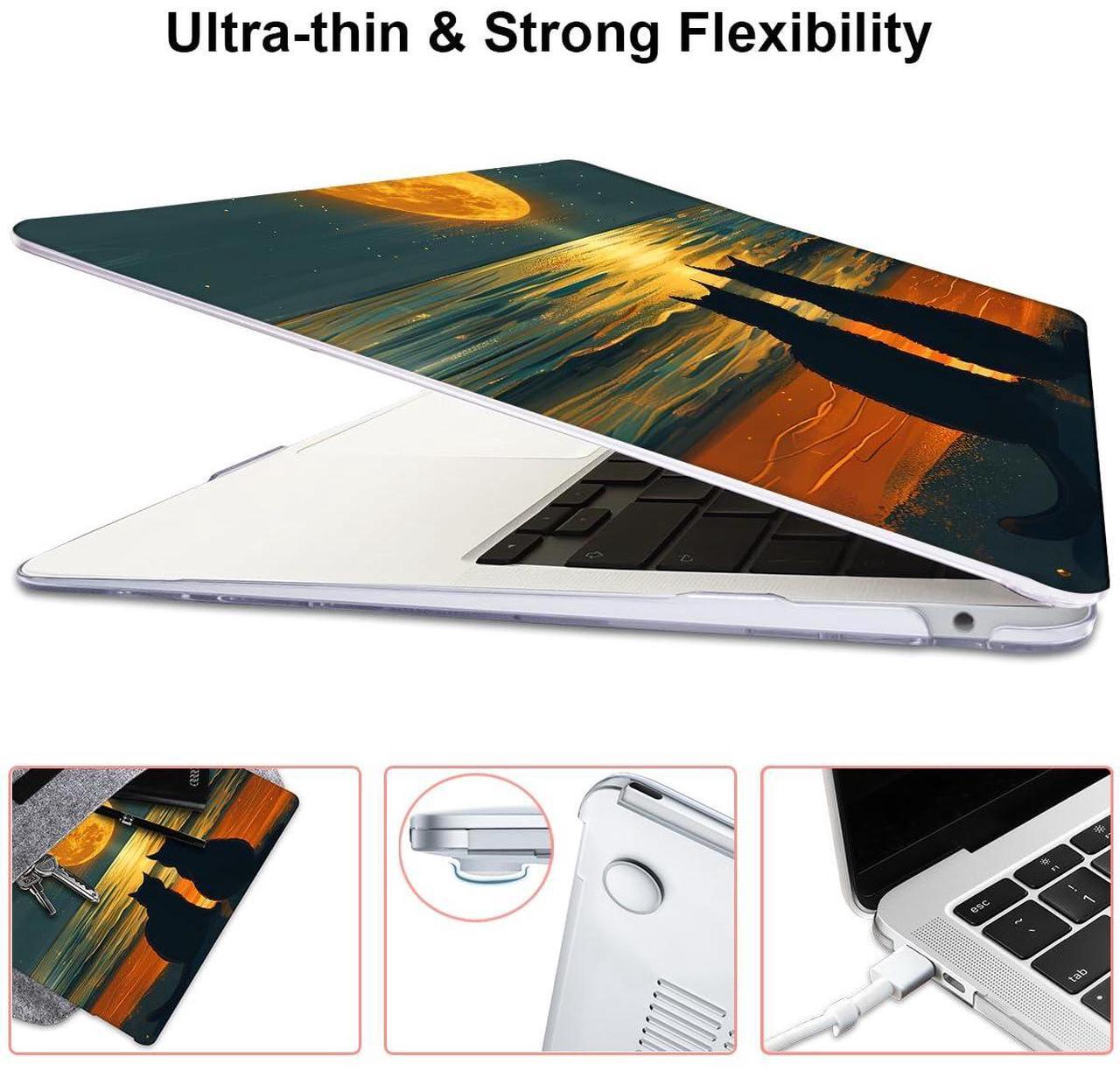 Alt view image 5 of 5 - LCMOCICO Compatible with MacBook Air 13 inch Case M1 A2337 A2179 A1932 2021 2020 2019 2018 Release with Retina Display & Touch ID, Printed Pattern Plastic Hard Shell Case Cover, Cat Watching Moon