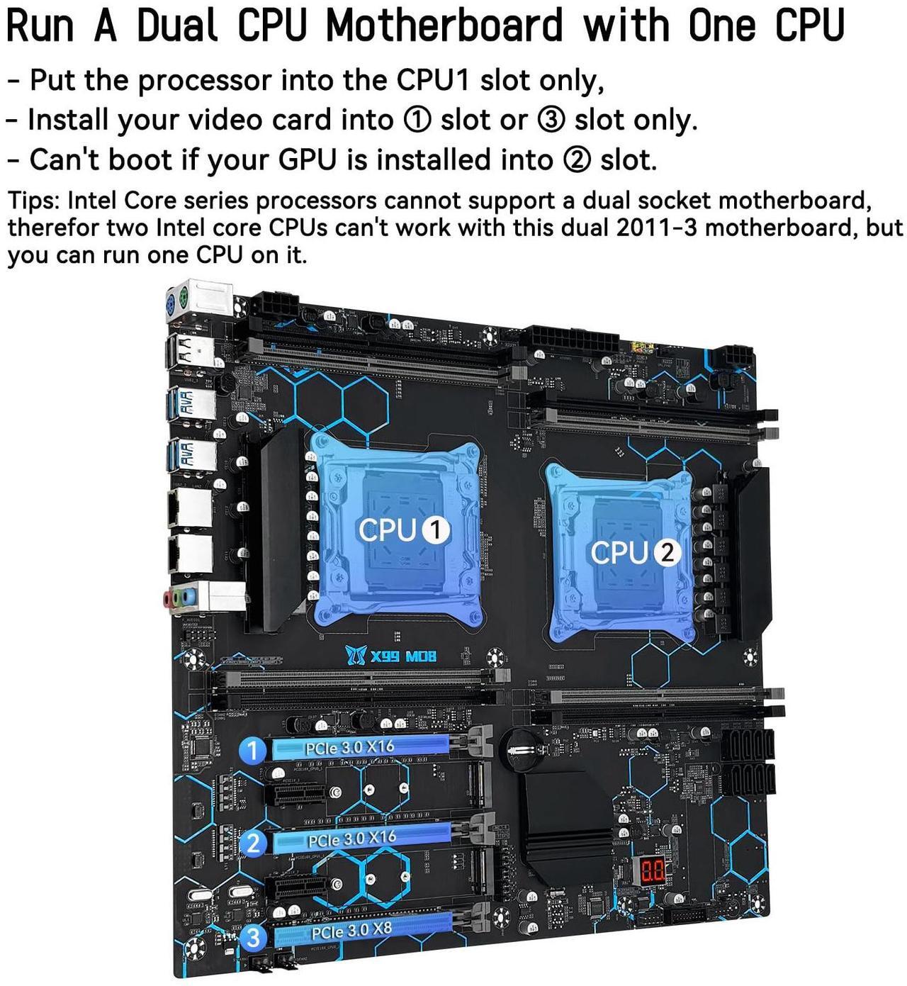 Alt view image 3 of 5 - MACHINIST X99 Dual CPU Motherboard LGA 2011-V3, for Intel Xeon E5 v3 v4 CPU Processor, DDR4 Max Support 256GB, Gigabit LAN, PCIe 3.0, NGFF/NVME M.2, SATA 3.0, USB 3.0, E-ATX Server PC Mainboard