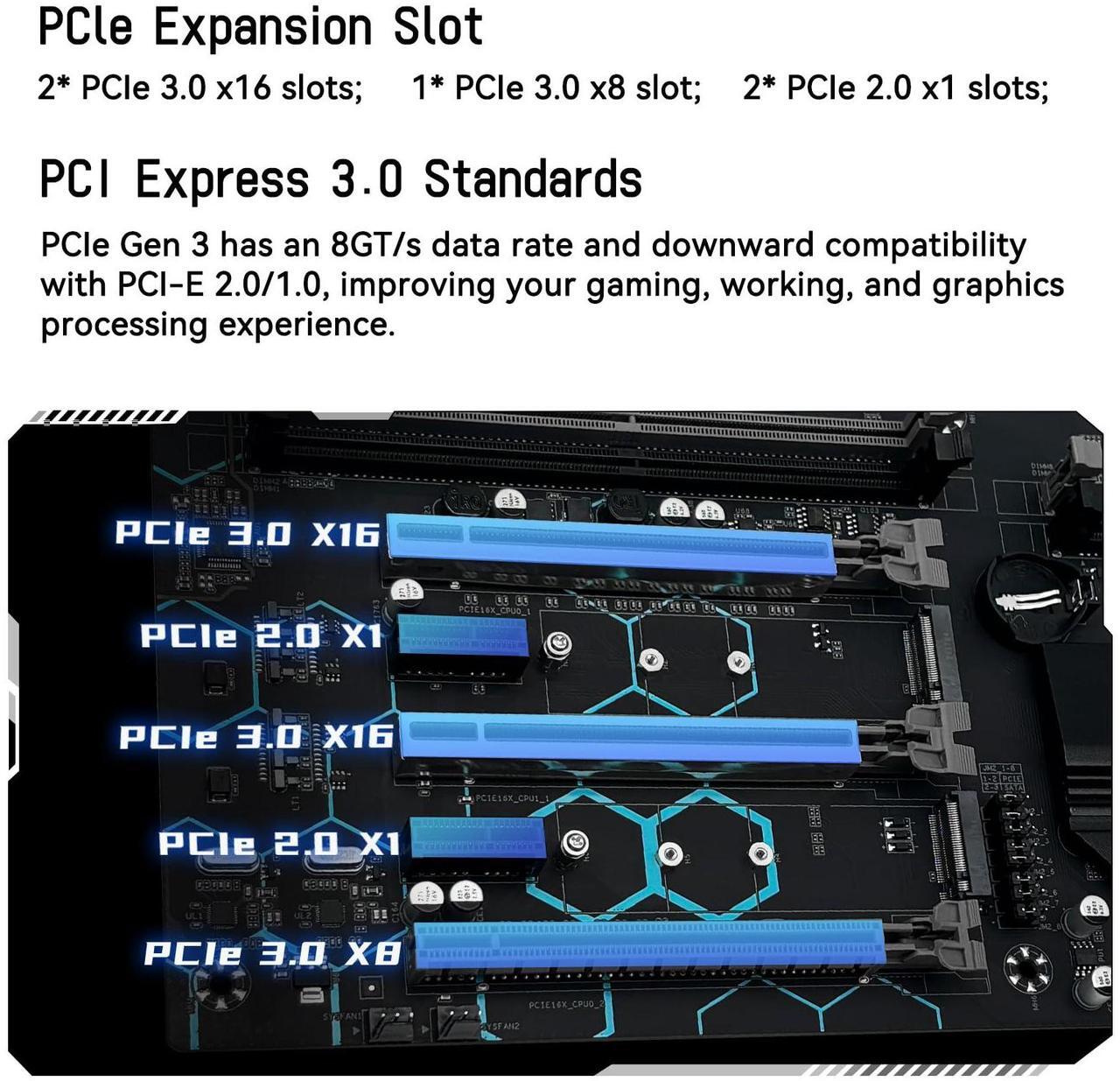 Alt view image 5 of 5 - MACHINIST X99 Dual CPU Motherboard LGA 2011-V3, for Intel Xeon E5 v3 v4 CPU Processor, DDR4 Max Support 256GB, Gigabit LAN, PCIe 3.0, NGFF/NVME M.2, SATA 3.0, USB 3.0, E-ATX Server PC Mainboard