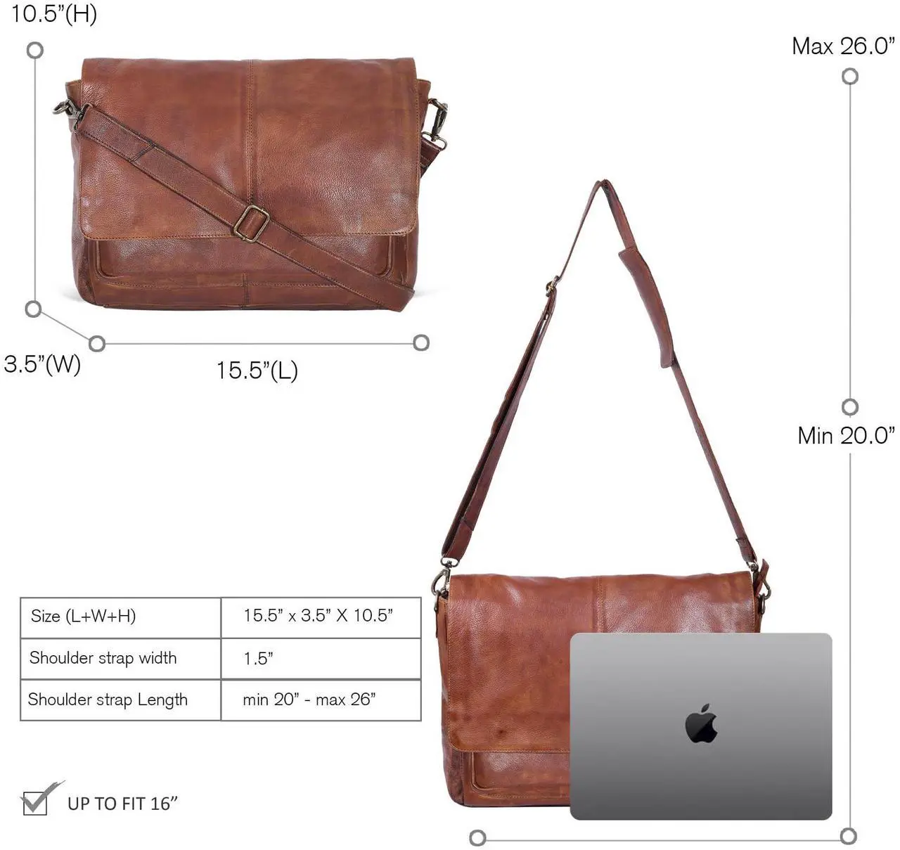 Alt view image 4 of 5 - Vintage Messenger Bags For Him And Her | Leather | Adjustable Shoulder Strap | Tan | Multiple Compartment | Sleek Design