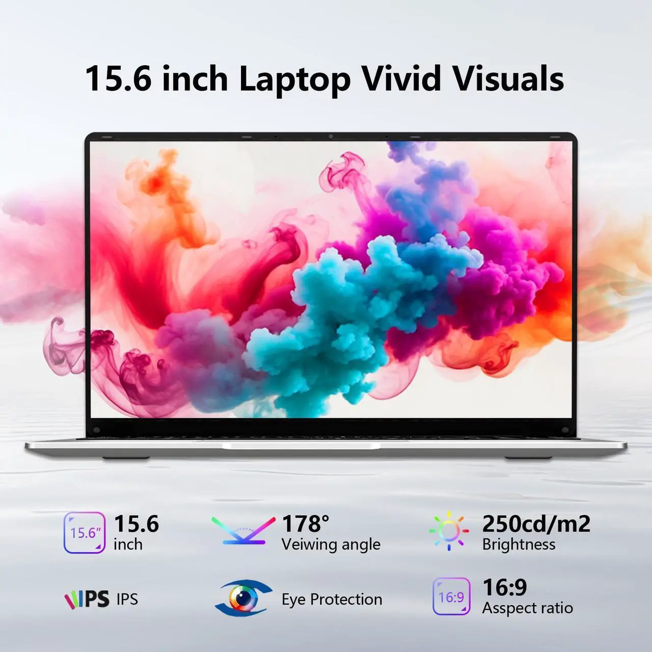 Alt view image 3 of 5 - 15.6 inch Laptop, Gaming Laptop N4000 Processor, Laptop Computer with 8GB LPDDR4 256GB SSD, Silver Traditional Laptop Computers for Work & Study, 180deg Angle Open, Dual-Band WiFi, Long Battery Life