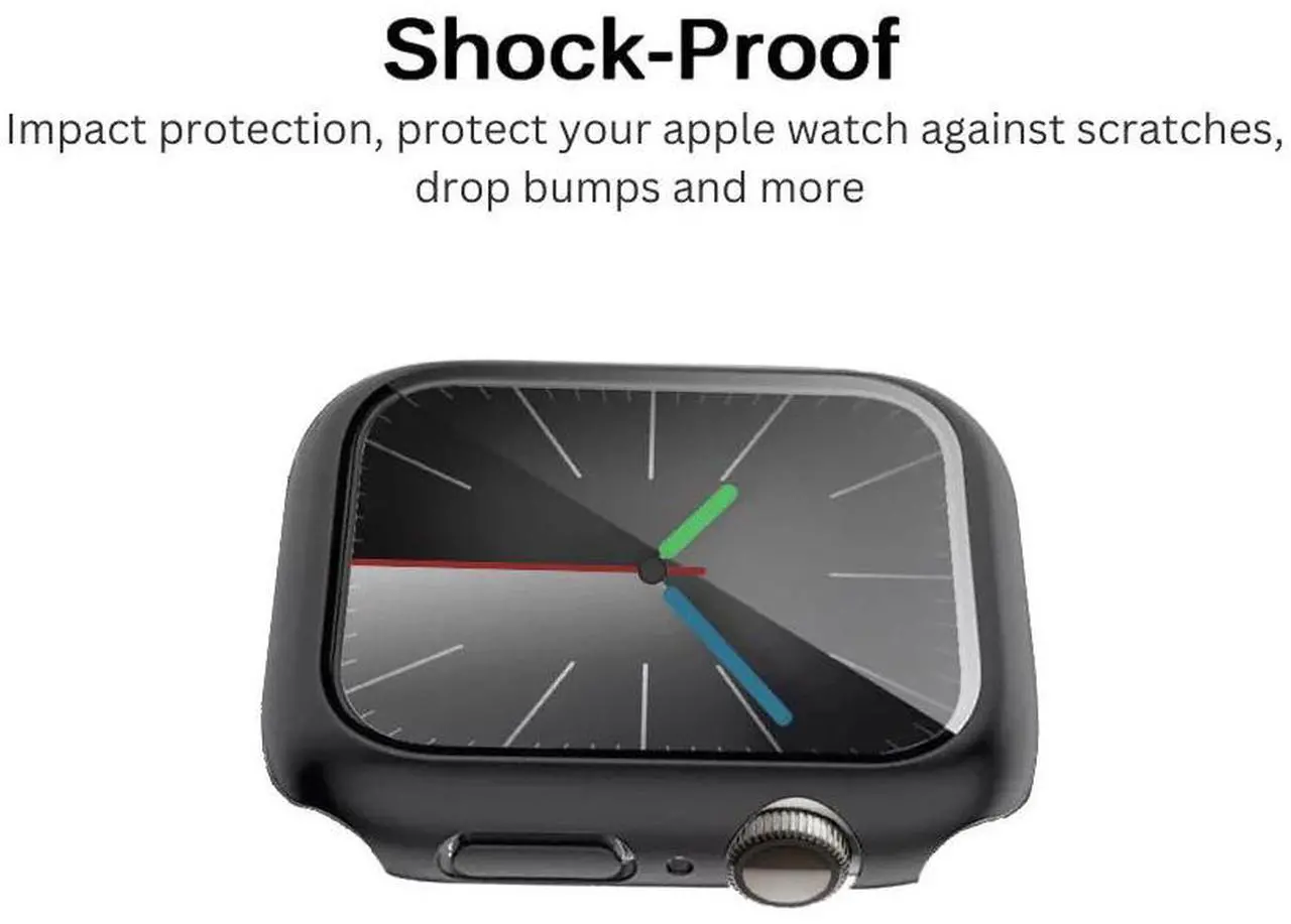 Alt view image 4 of 5 - Qixxronics 2-PACK Case for Apple Watch Series 6/5/4 [44mm], Built-in Tempered Glass Screen Protector