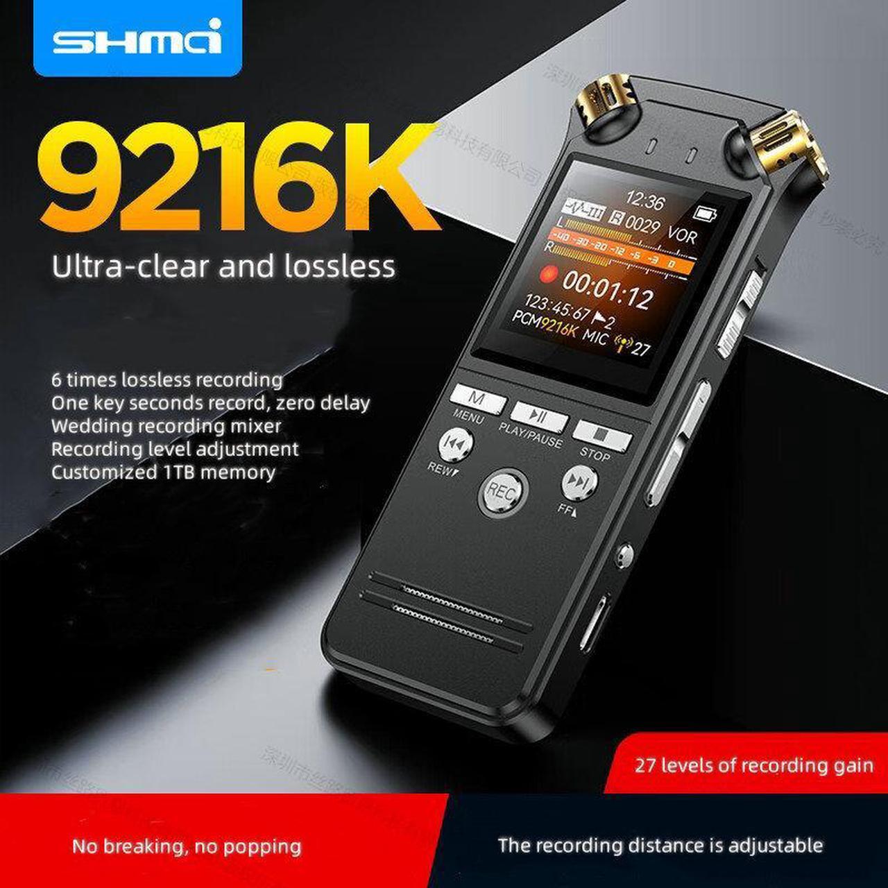 Alt view image 3 of 7 - Shmci D50 Professional Mini High Quality PCM Audio Dictaphone 9216Kbps Dual Microphones Digital Voice-Activated USB Recorder Pen 256GB