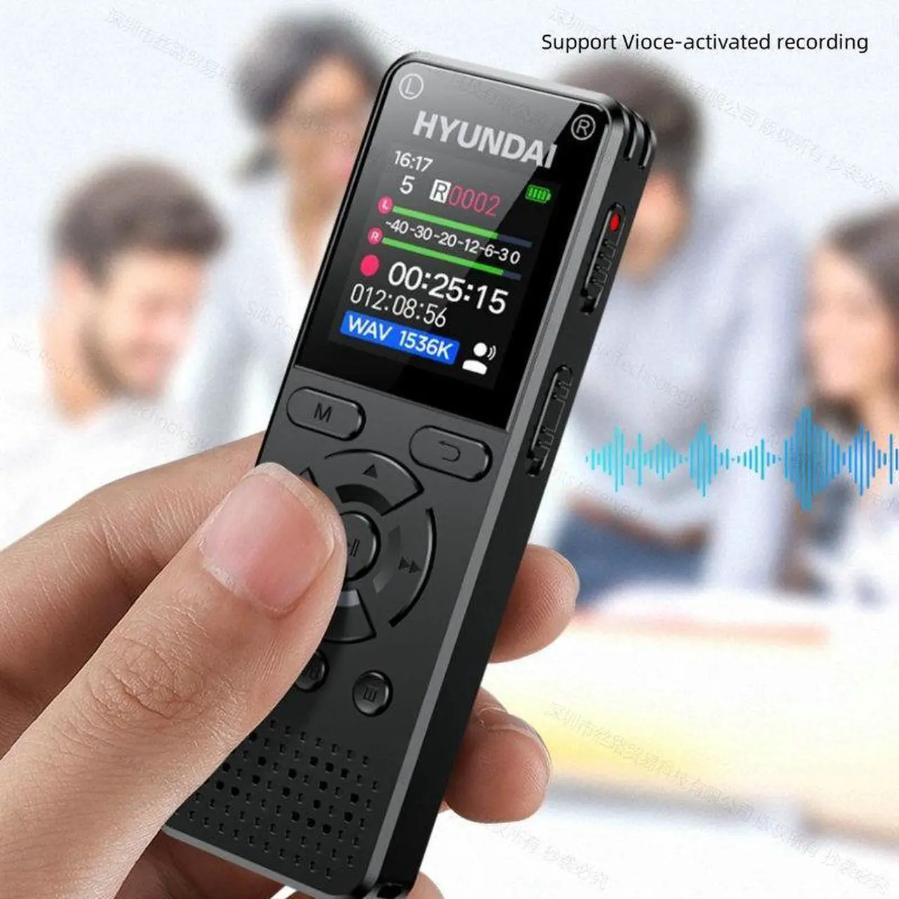 Alt view image 4 of 7 - Hyundai E760 Professional HD Denoise Mini Dual Mic Digital Voice activate Recorder Class Meeting Training Audio record Dictaphone 32GB