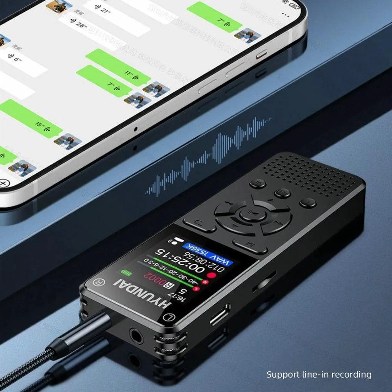 Alt view image 5 of 7 - Hyundai E760 Professional HD Denoise Mini Dual Mic Digital Voice activate Recorder Class Meeting Training Audio record Dictaphone 32GB