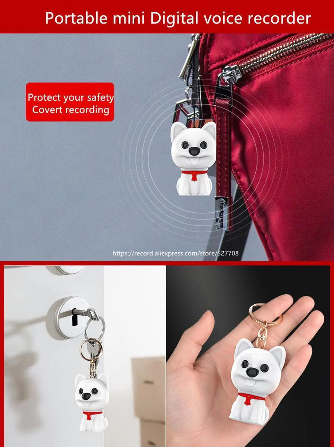 Alt view image 4 of 7 - Hyundai IT Mini Cute Doll Children Safe Digital voice-activated recorder Dictaphone 8GB Black