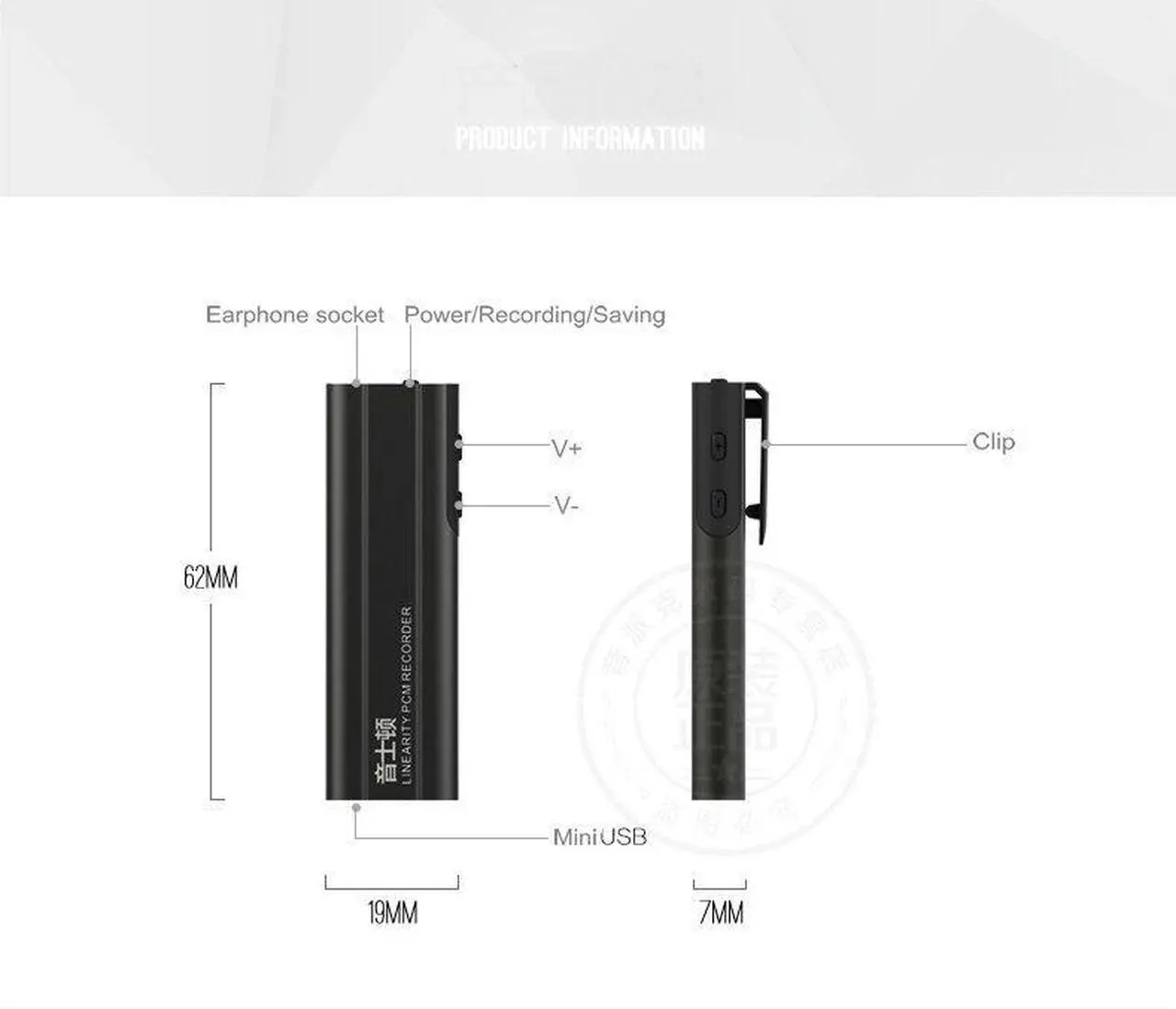 Alt view image 4 of 7 - Yescool A2 Metal Mini Digital Audio Voice-activated Recorder With Clip Portable Dictaphone WAV MP3 Player Sound Recording 16GB