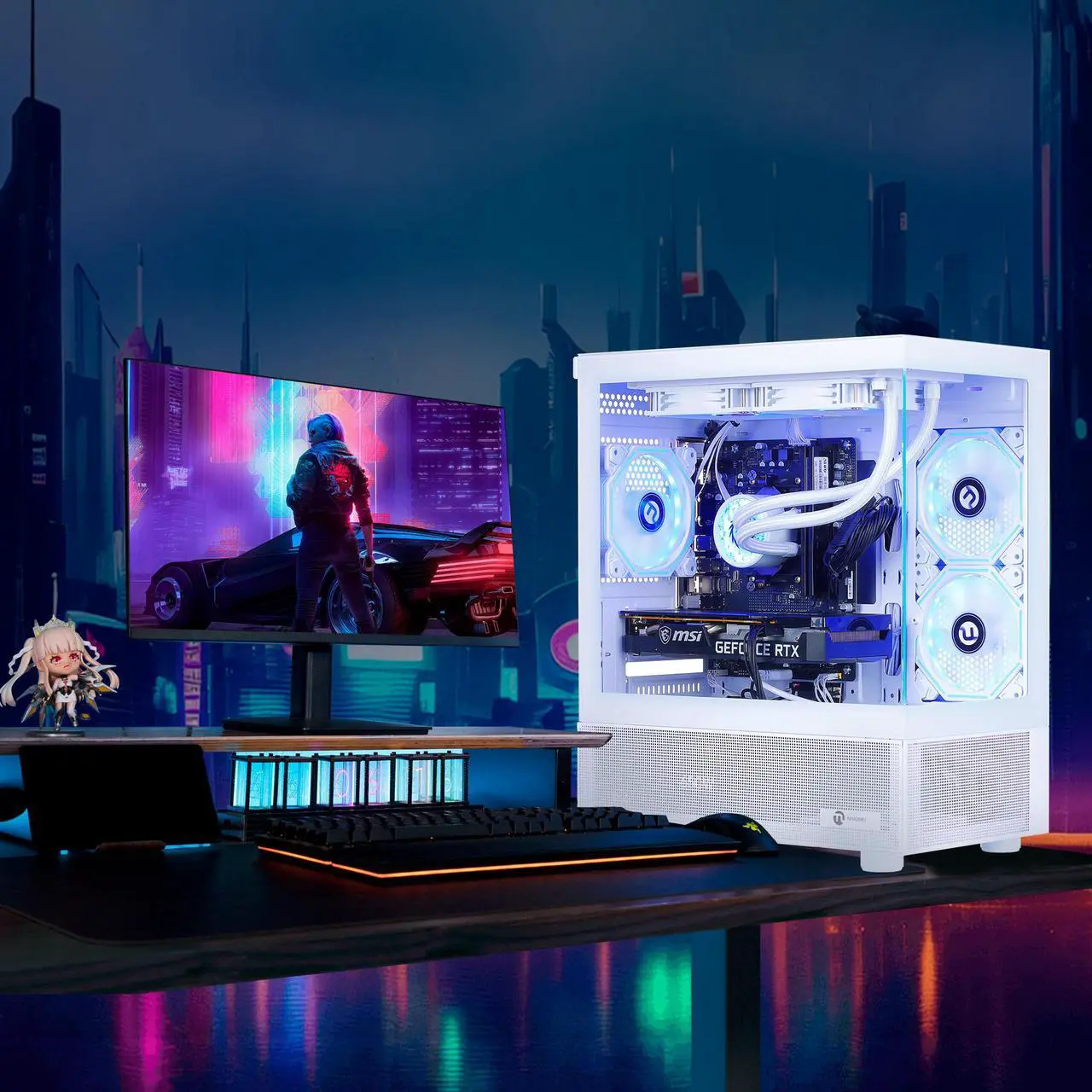 Alt view image 7 of 7 - NINGMEI Gaming PC Desktop, Ryzen 7 7800X3D 4.2 GHz (5GHz Turbo Boost), NVIDIA RTX 5070 12GB GDDR7, 1TB Gen4 NVMe SSD, 32GB DDR5 RAM 6000 ,240mm ARGB AIO, 750W  PSU, Wi-Fi, Win 11 Home