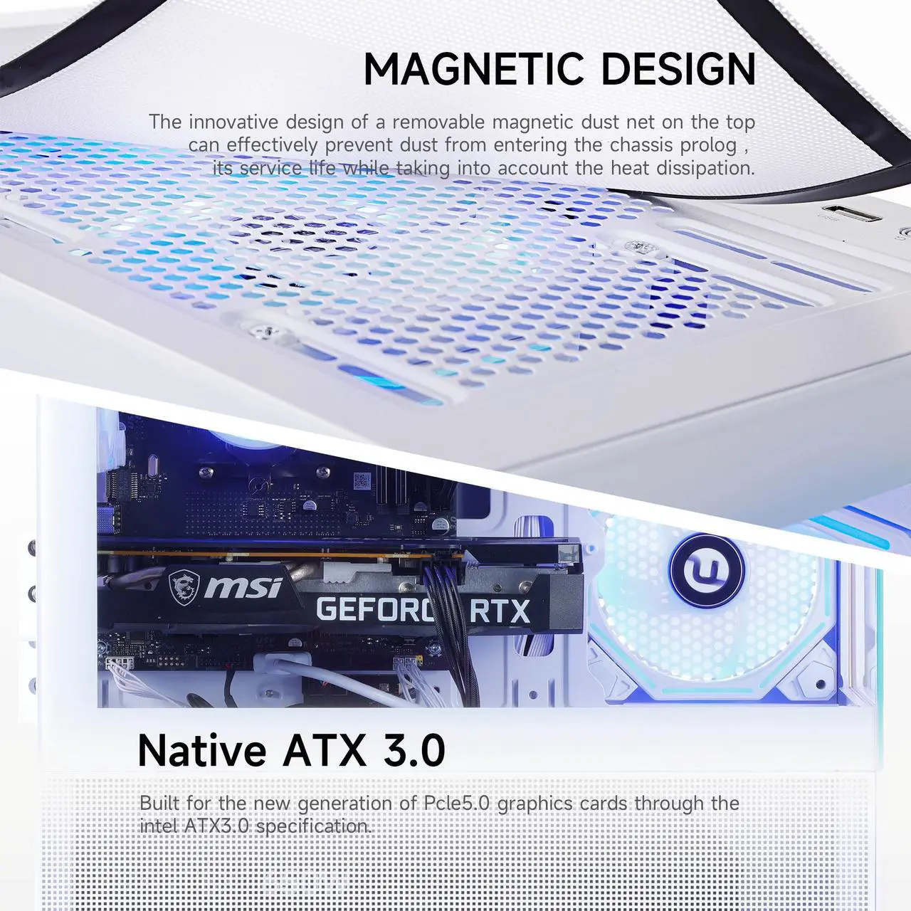 Alt view image 4 of 7 - NINGMEI Gaming PC Desktop, Ryzen 7 7800X3D 4.2 GHz (5GHz Turbo Boost), NVIDIA RTX 5070 12GB GDDR7, 1TB Gen4 NVMe SSD, 32GB DDR5 RAM 6000 ,240mm ARGB AIO, 750W  PSU, Wi-Fi, Win 11 Home