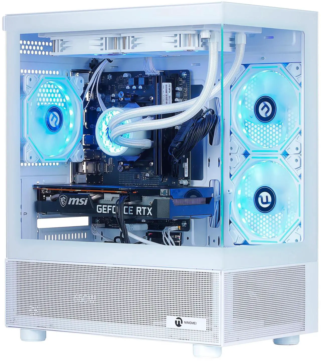 Main image of NINGMEI Gaming PC Desktop, Ryzen 7 7800X3D 4.2 GHz (5GHz Turbo Boost), NVIDIA RTX 5070 12GB GDDR7, 1TB Gen4 NVMe SSD, 32GB DDR5 RAM 6000 ,240mm ARGB AIO, 750W  PSU, Wi-Fi, Win 11 Home