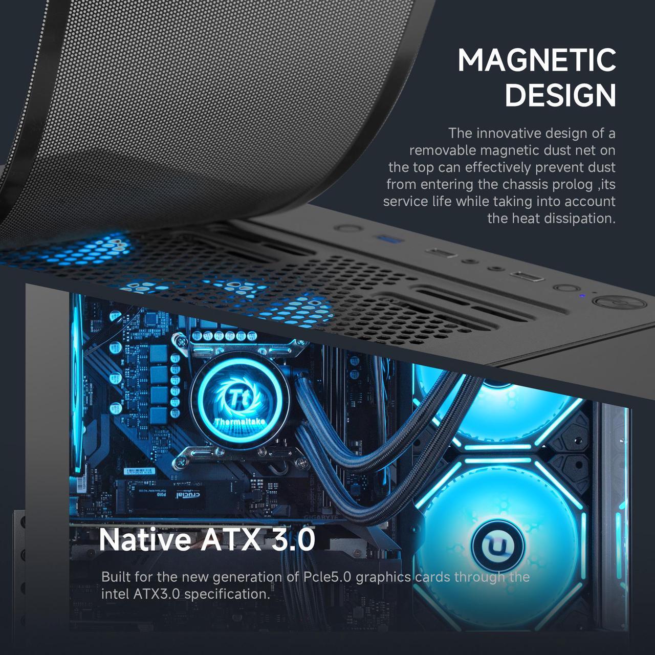 Alt view image 4 of 7 - NINGMEI Gaming PC Desktop, Ryzen 7 7800X3D 4.2 GHz (5GHz Turbo Boost), NVIDIA RTX 5070 12GB GDDR7, 1TB Gen4 NVMe SSD, 32GB DDR5 RAM 6000 ,240mm ARGB AIO, 750W  PSU, Wi-Fi, Win 11 Home