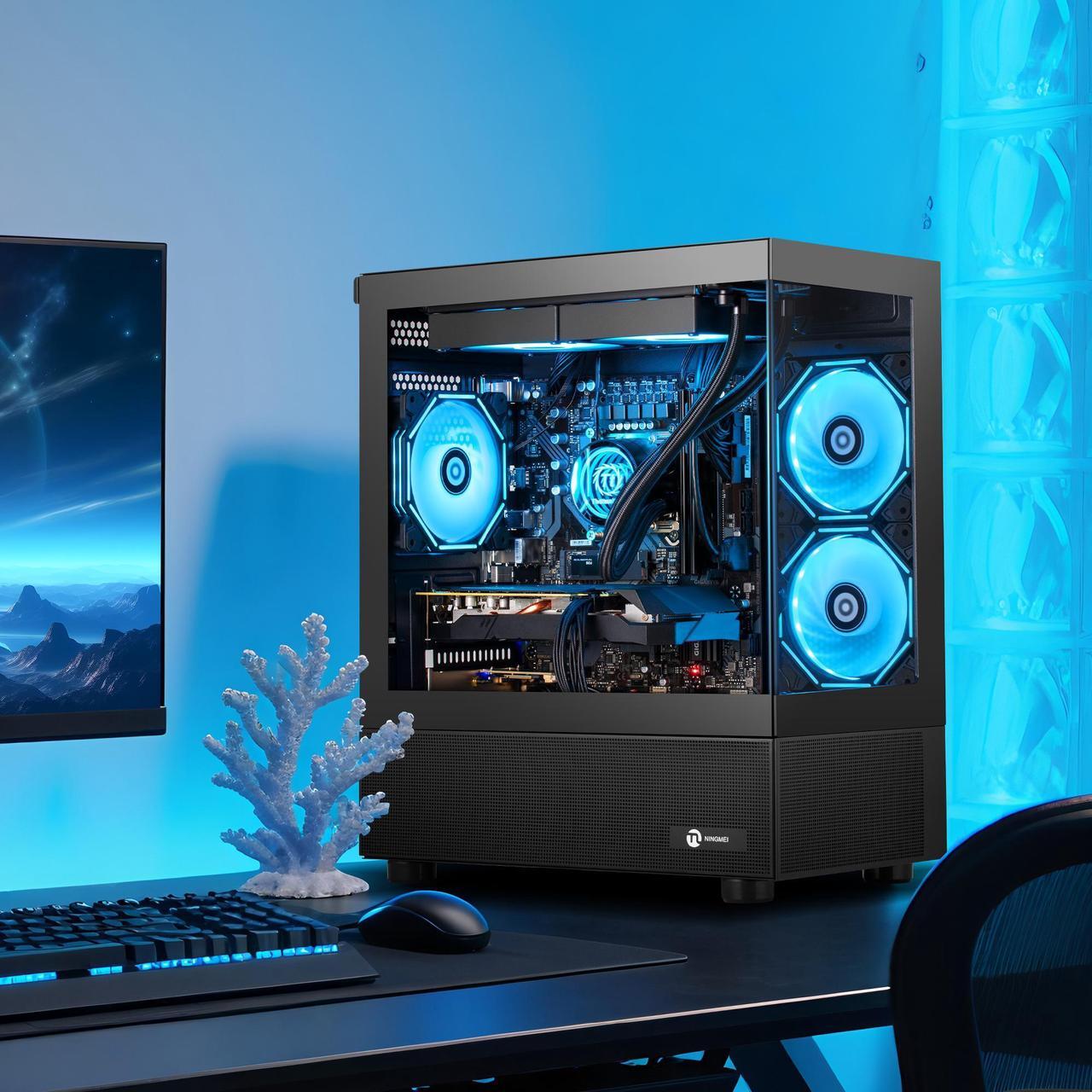 Alt view image 7 of 7 - NINGMEI Gaming PC Desktop, Ryzen 7 7800X3D 4.2 GHz (5GHz Turbo Boost), NVIDIA RTX 5070 12GB GDDR7, 1TB Gen4 NVMe SSD, 32GB DDR5 RAM 6000 ,240mm ARGB AIO, 750W  PSU, Wi-Fi, Win 11 Home