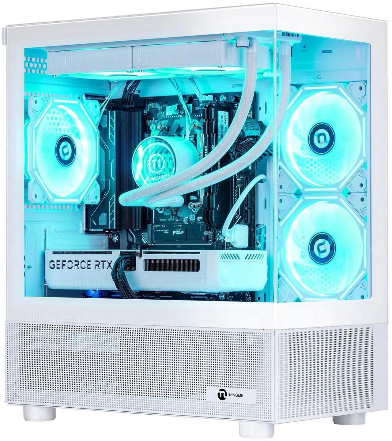 Ningmei Gaming Desktop Computer PC, AMD Ryzen 7 5700X, RTX 5060, 16GB DDR4 RAM, 1TB NVME SSD, 240 Liquid Cooler, 650W PSU, Wi-Fi, ARGB Fans , Game Design Office, Windows 11 Home , Prebuilt Gaming PC