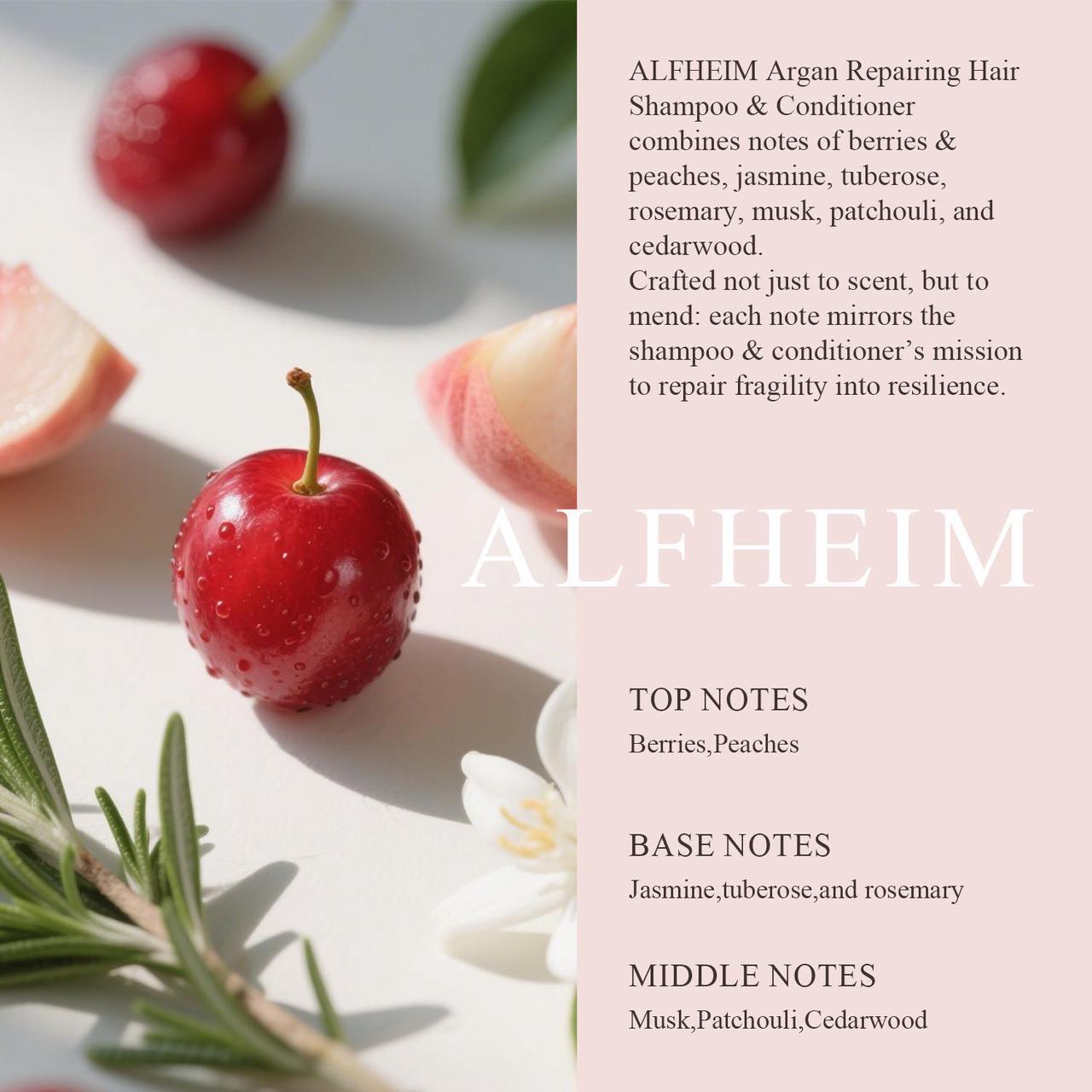 Alt view image 6 of 6 - Alfheim Argan Repairing Shampoo & Conditioner Set | Sulfate-Free&Paraben-Free | Argan Oil, Keratin & Niacinamide for Dry, Damaged, Color-Treated Hair | Hydrating, Strengthening & Anti-Frizz|10.7oz*2