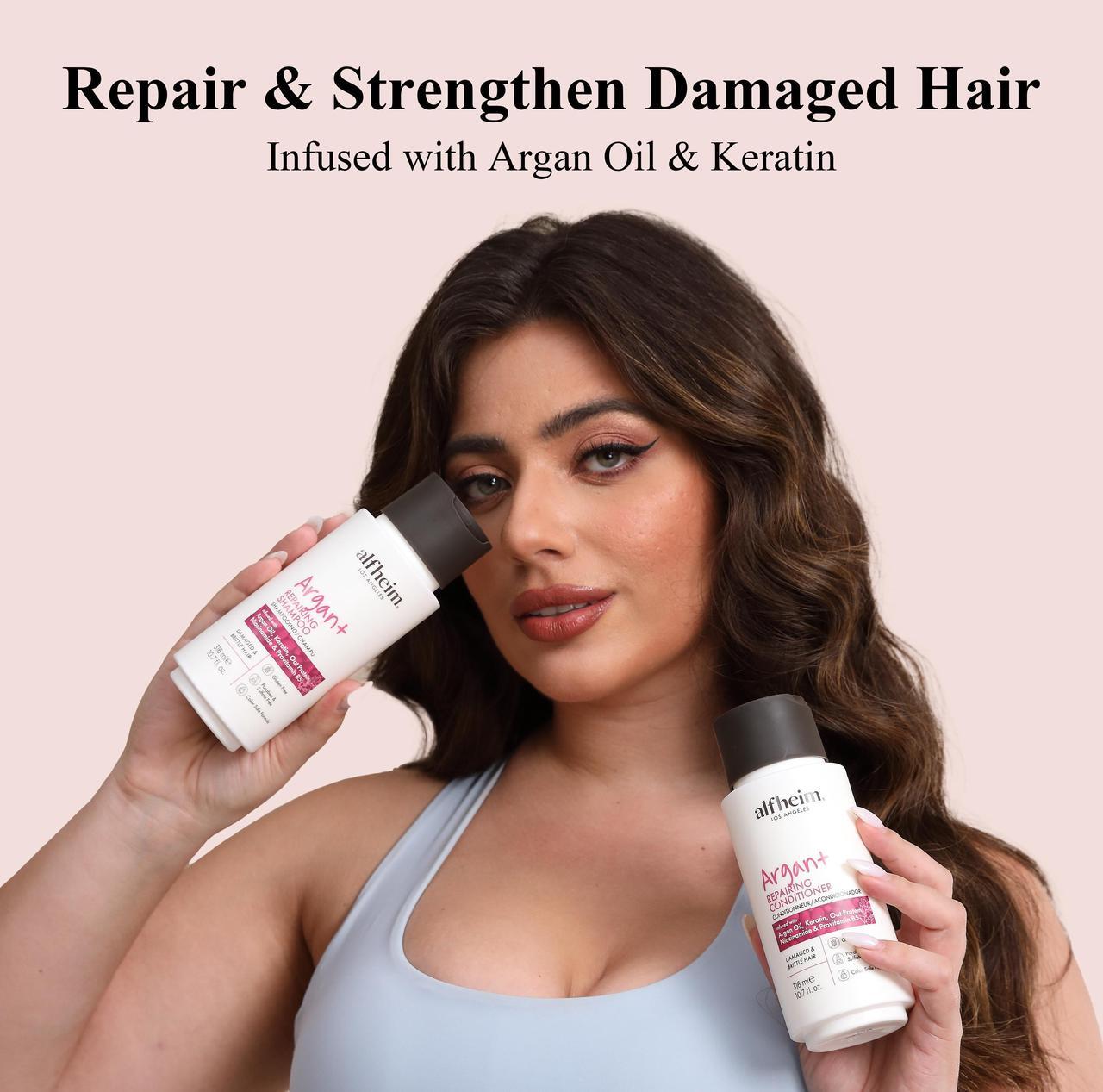 Alt view image 3 of 6 - Alfheim Argan Repairing Shampoo & Conditioner Set | Sulfate-Free&Paraben-Free | Argan Oil, Keratin & Niacinamide for Dry, Damaged, Color-Treated Hair | Hydrating, Strengthening & Anti-Frizz|10.7oz*2