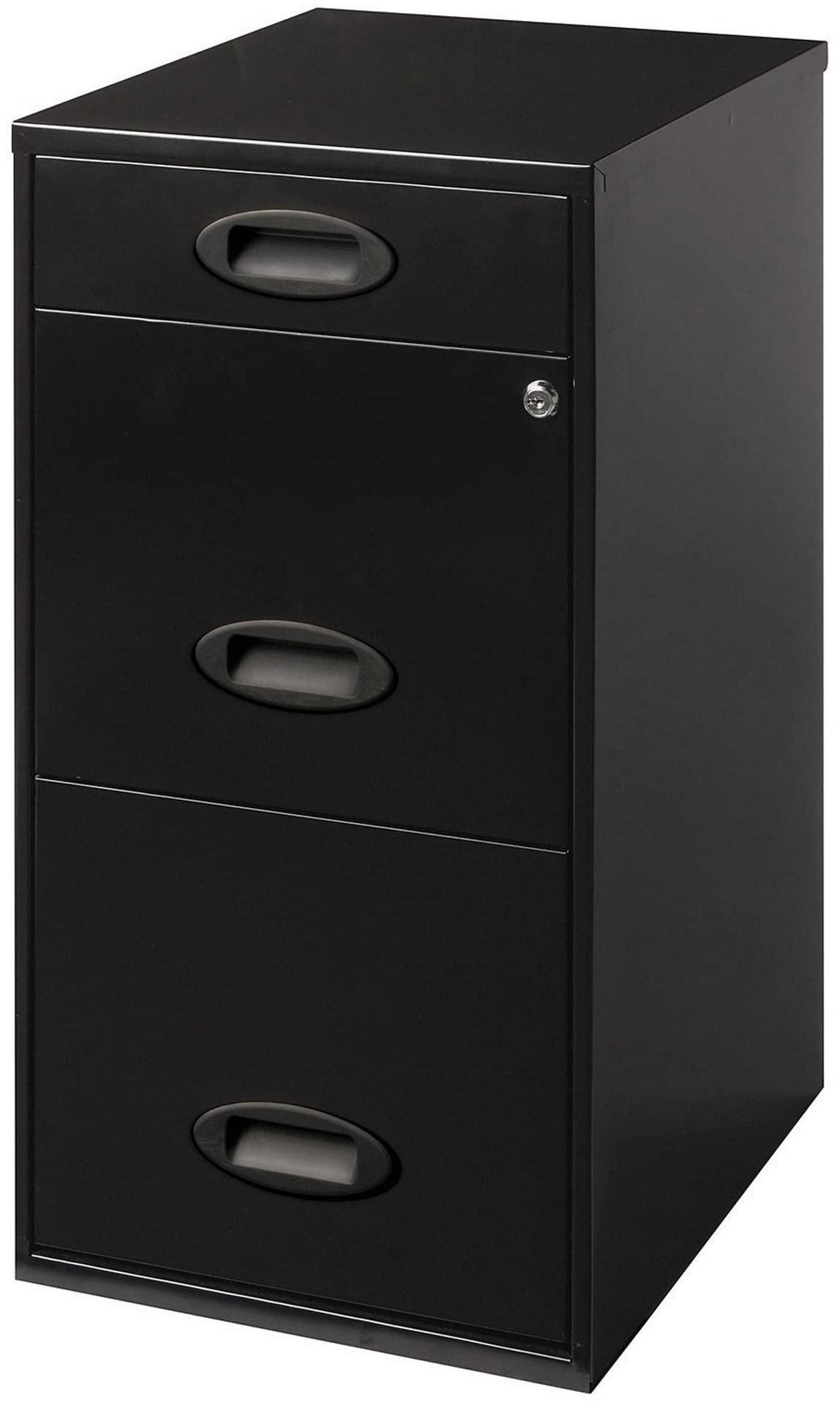 Alt view image 7 of 11 - Realspace® SOHO Metal Vertical File Cabinet, 3 Drawers, 18"D, Black