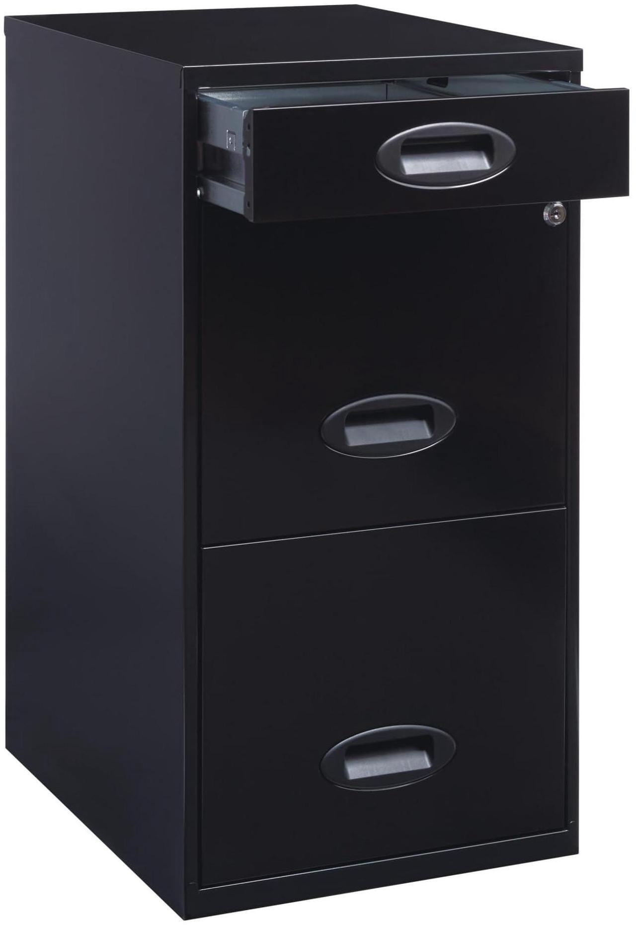 Alt view image 8 of 11 - Realspace® SOHO Metal Vertical File Cabinet, 3 Drawers, 18"D, Black
