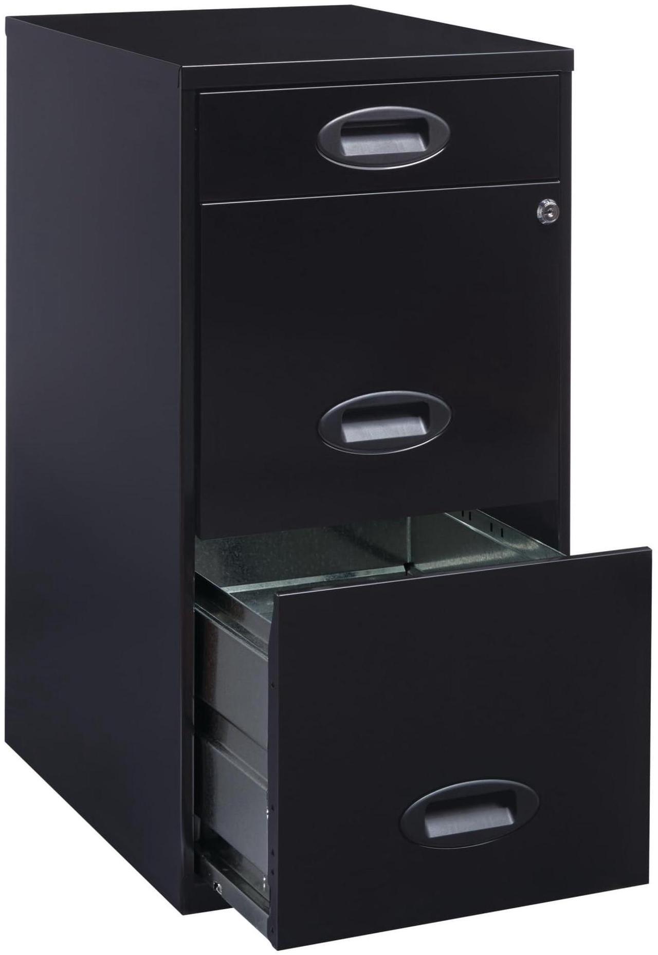 Alt view image 9 of 11 - Realspace® SOHO Metal Vertical File Cabinet, 3 Drawers, 18"D, Black