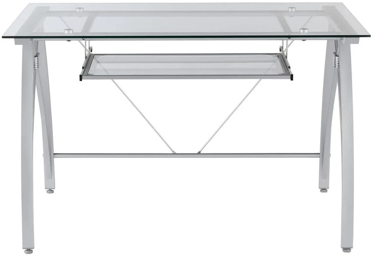 Alt view image 7 of 7 - Realspace® Vista 48"W Glass Computer Desk, Silver