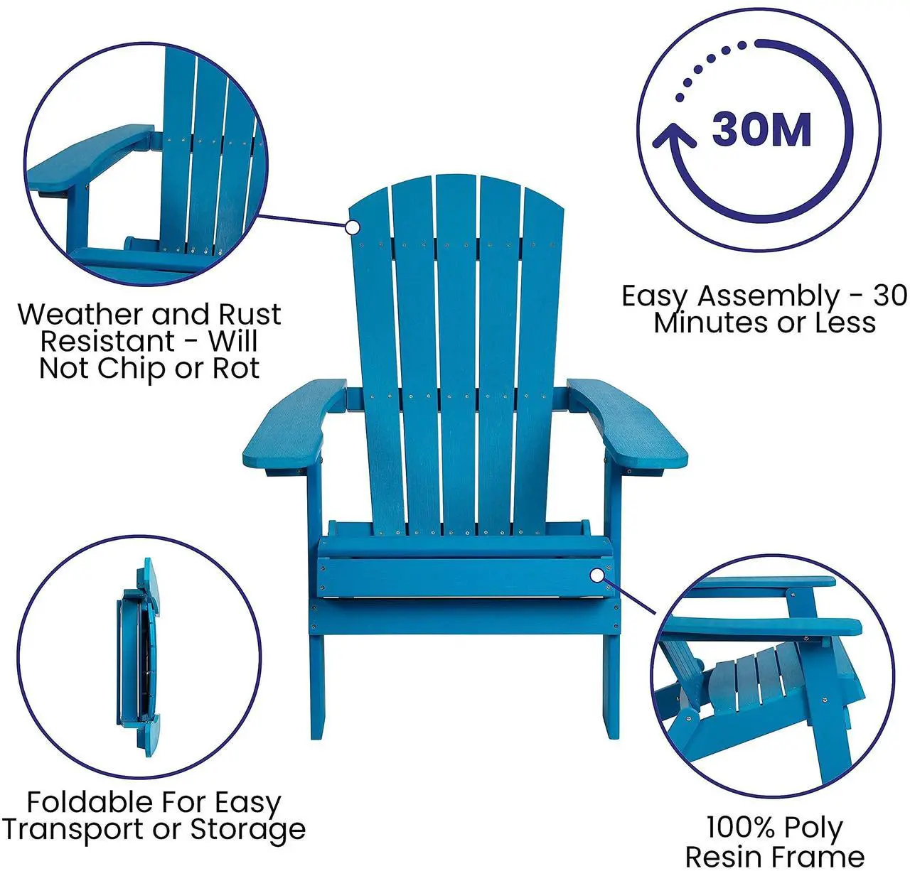 Flash Furniture Charlestown Adirondack Chair - Thumbnail 5
