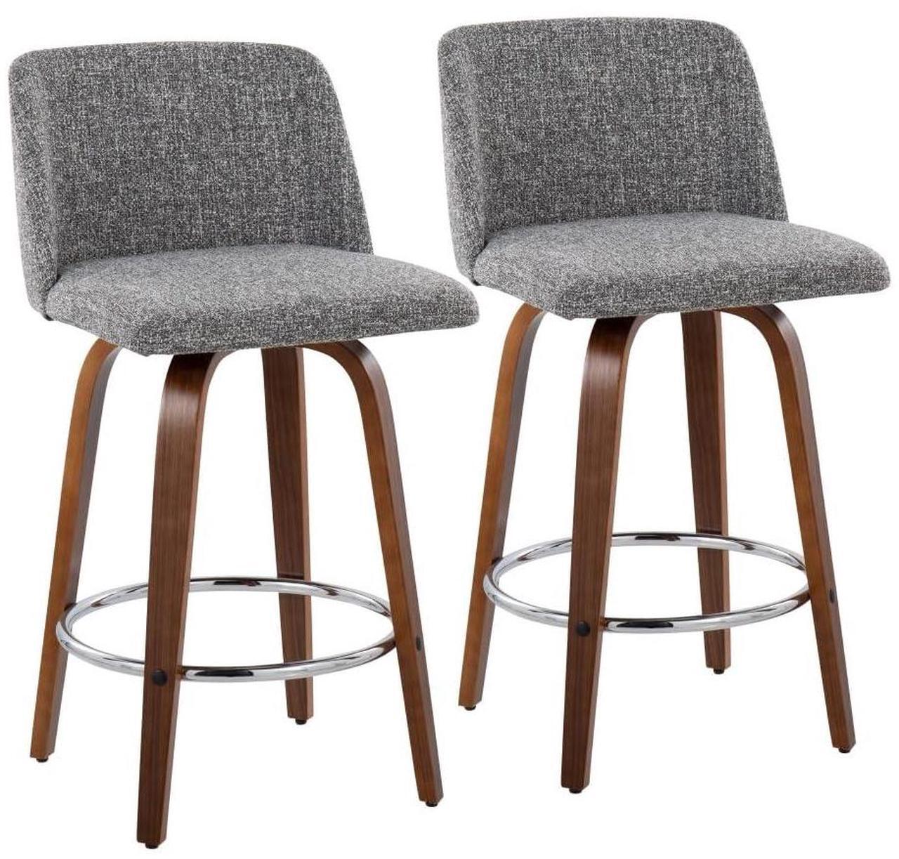 Main image of LumiSource Toriano Counter Stools for Kitchen Counter, Counter Height Chairs, Bar Stools Set of 2, Counter Height Chairs, Bar Stools for Kitchen Island (Grey Noise Fabric)