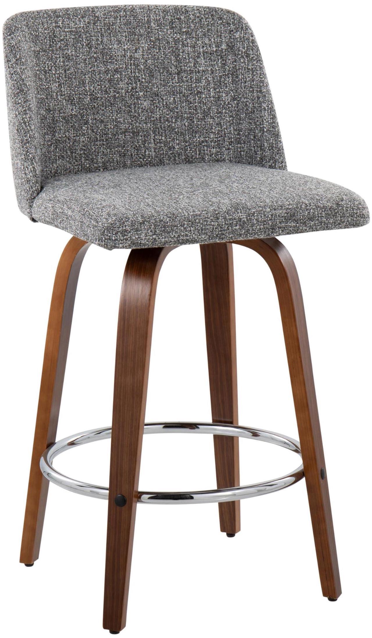 Alt view image 3 of 7 - LumiSource Toriano Counter Stools for Kitchen Counter, Counter Height Chairs, Bar Stools Set of 2, Counter Height Chairs, Bar Stools for Kitchen Island (Grey Noise Fabric)