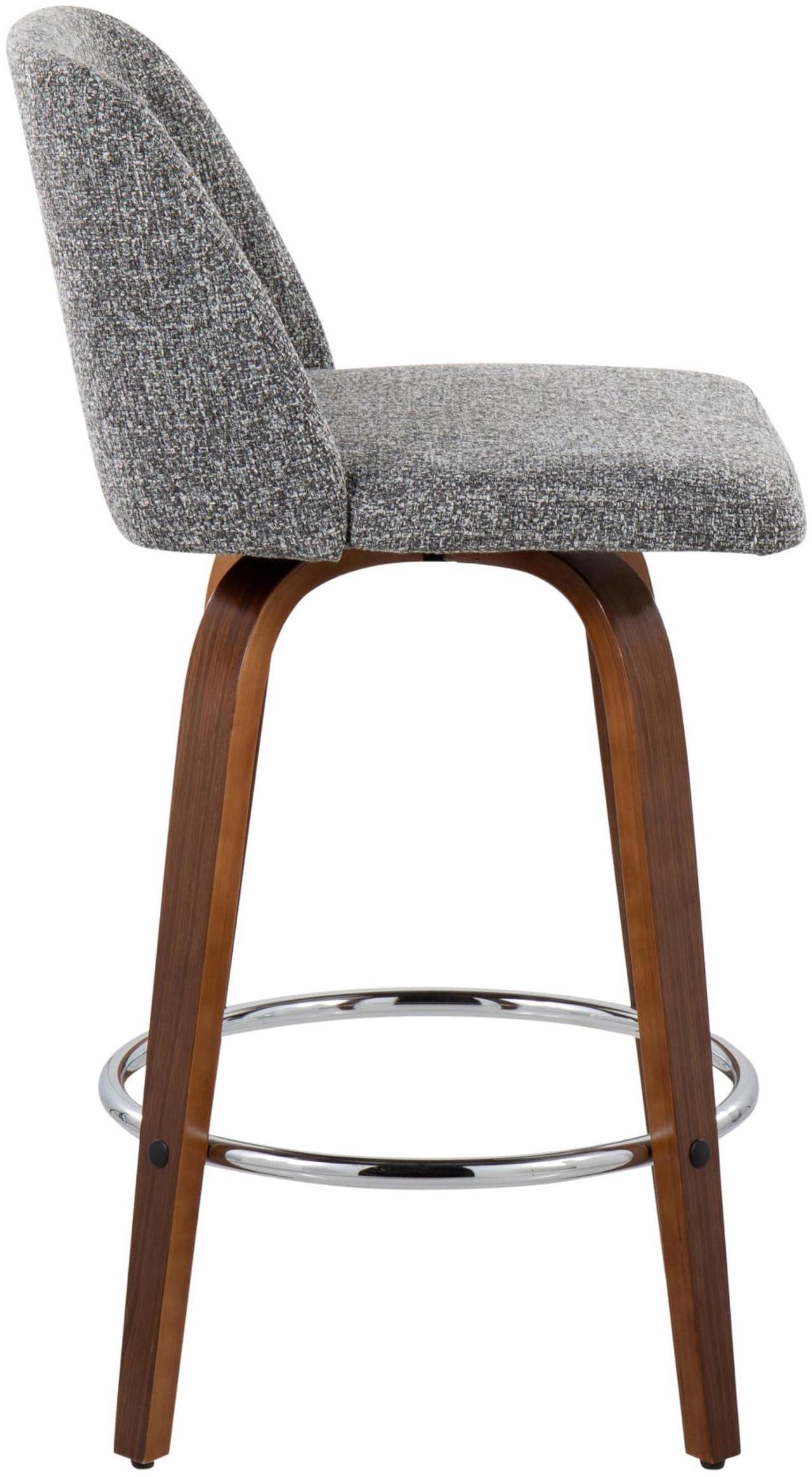 Alt view image 6 of 7 - LumiSource Toriano Counter Stools for Kitchen Counter, Counter Height Chairs, Bar Stools Set of 2, Counter Height Chairs, Bar Stools for Kitchen Island (Grey Noise Fabric)