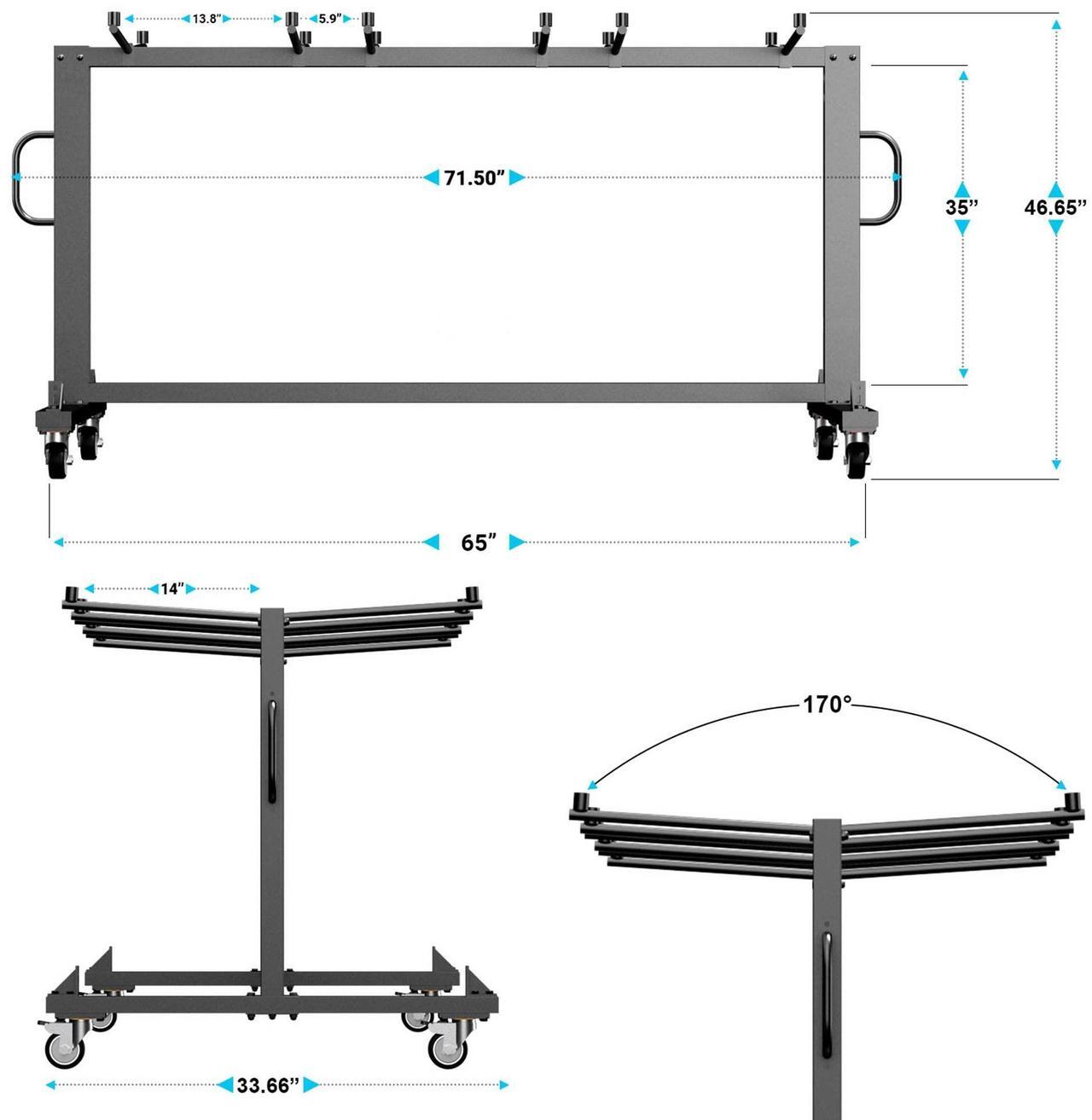 Alt view image 5 of 7 - Flash Furniture Hawkins Heavy Duty Folding Table and Chairs Mobile Cart-Locking Wheels, Outdoor Cover, 42 Folding Chairs and 12 Tables Capacity, Black