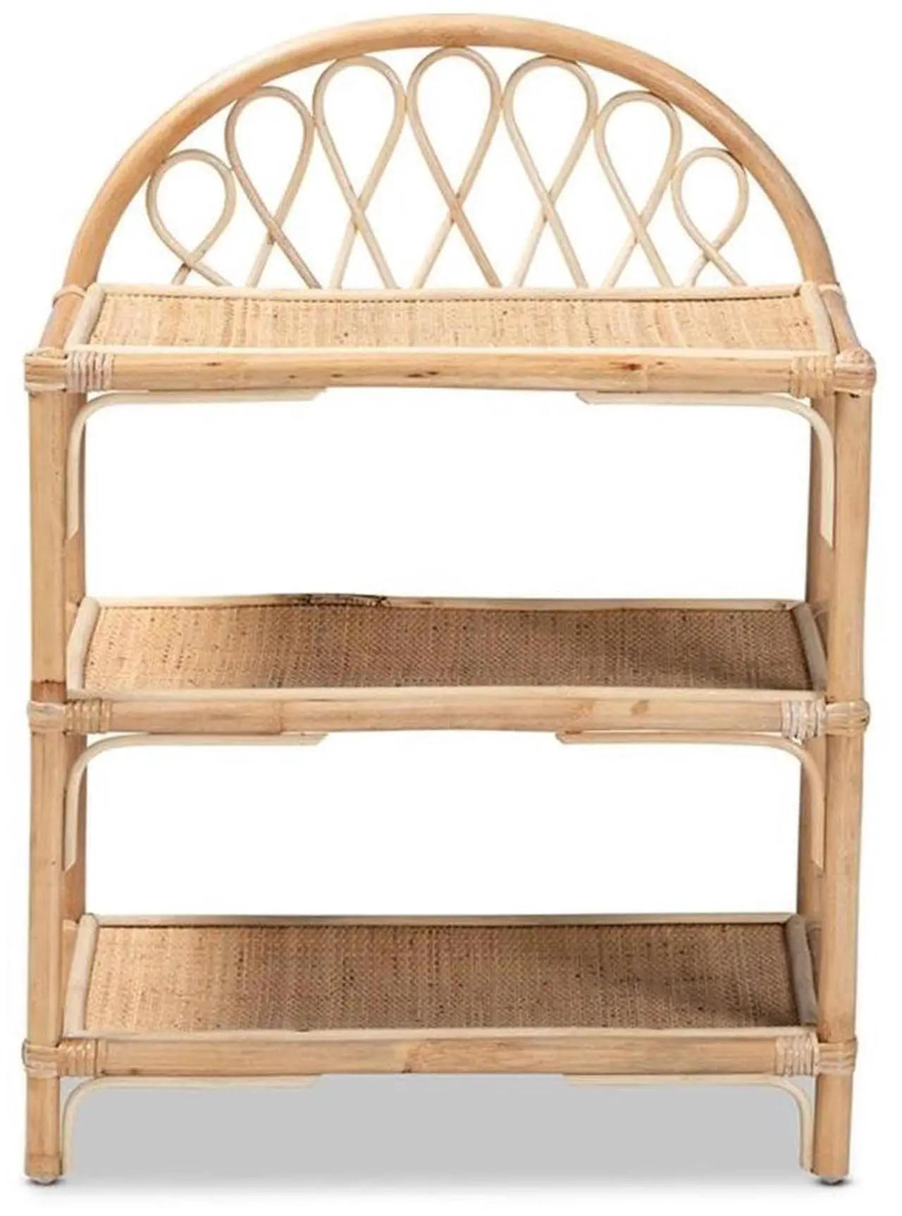 Alt view image 2 of 7 - Baxton Studio Redell Modern Bohemian Natural Brown Rattan 3-Tier Display Shelf
