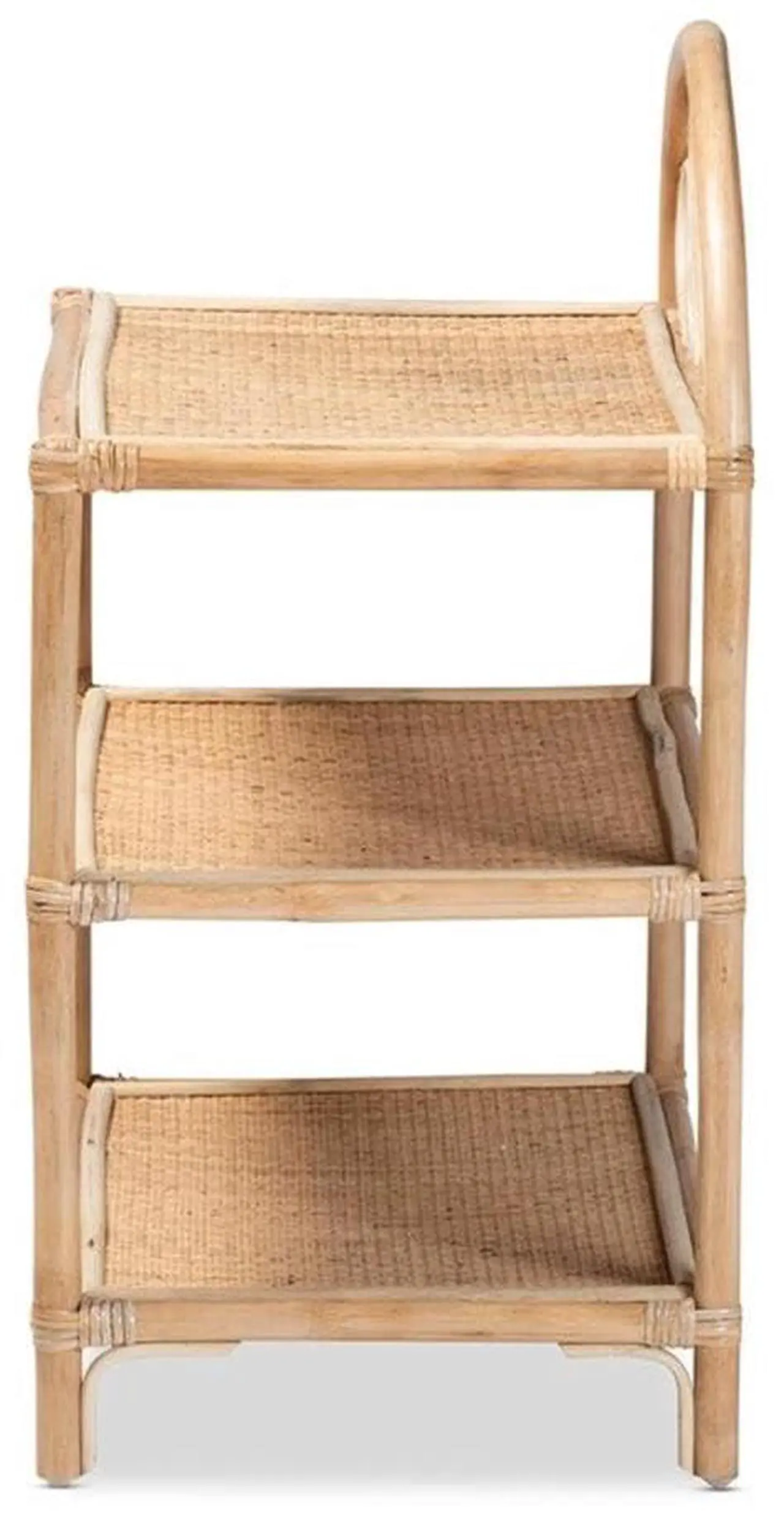 Alt view image 3 of 7 - Baxton Studio Redell Modern Bohemian Natural Brown Rattan 3-Tier Display Shelf