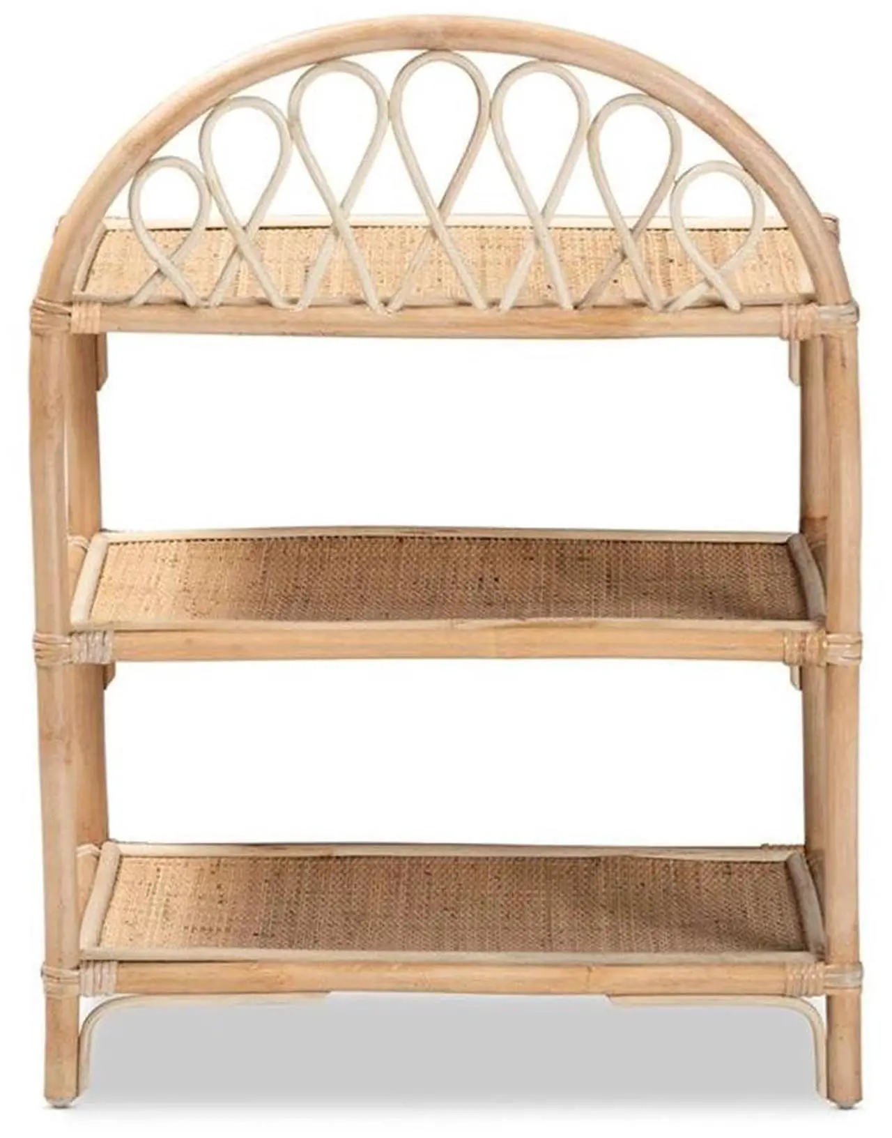 Alt view image 4 of 7 - Baxton Studio Redell Modern Bohemian Natural Brown Rattan 3-Tier Display Shelf
