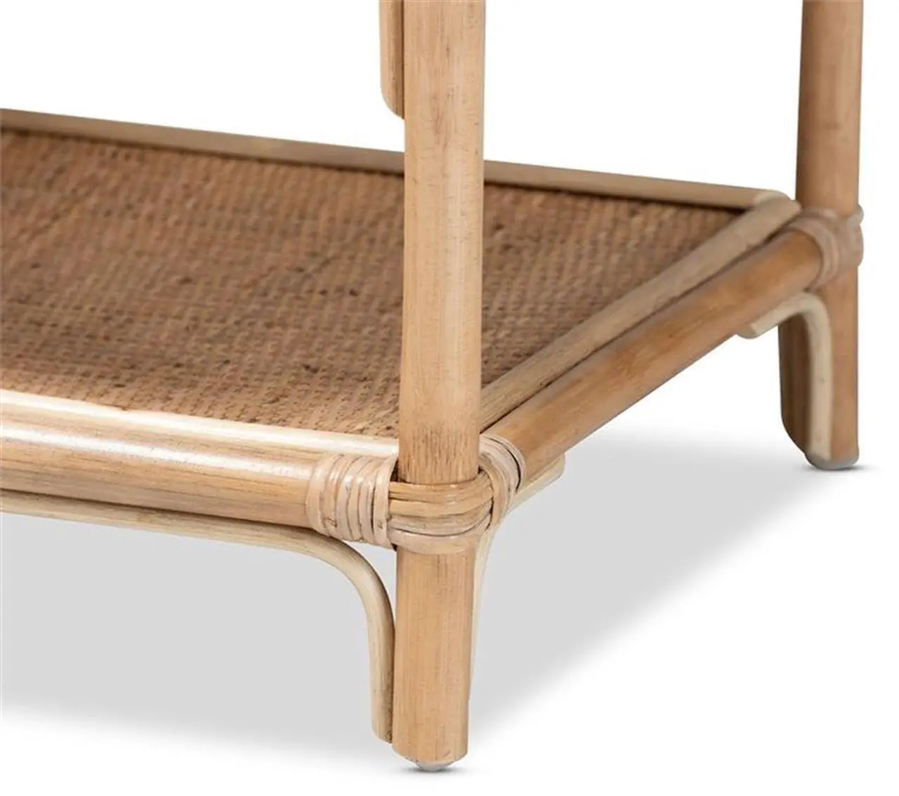 Alt view image 6 of 7 - Baxton Studio Redell Modern Bohemian Natural Brown Rattan 3-Tier Display Shelf