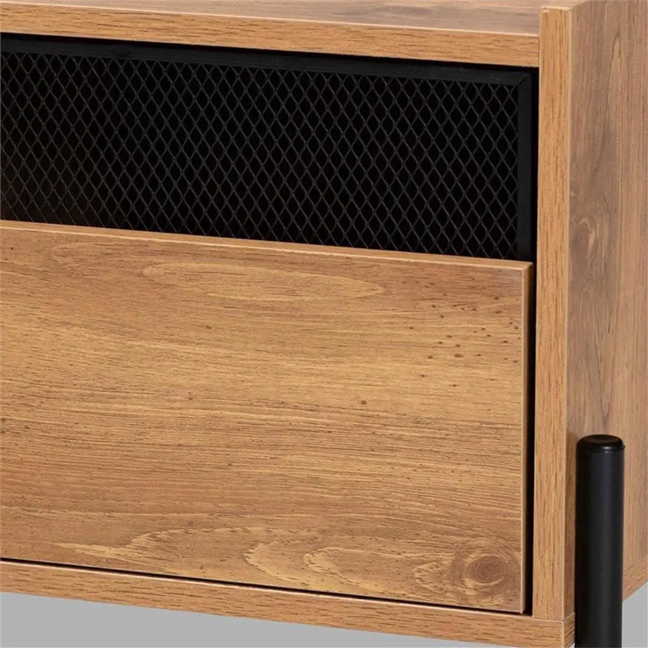 Alt view image 20 of 20 - Baxton Studio Tasman Modern and Contemporary Industrial Natural Brown Finished Wood and Black Metal 2-Door TV Stand
