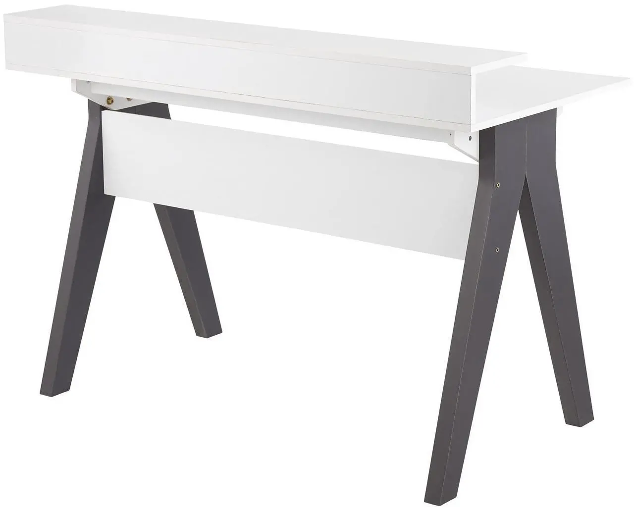 Alt view image 3 of 7 - LumiSource Wishbone White Desk, Home Office Desk, Computer Desk with Drawers, Small Desk for Bedroom, Gaming Desk, Contemporary Desk
