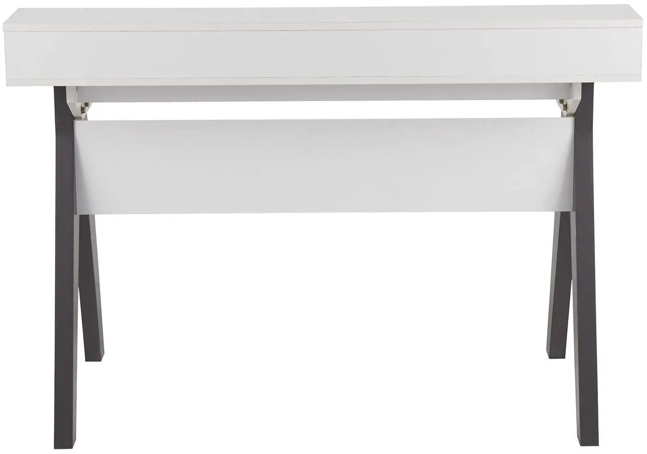Alt view image 4 of 7 - LumiSource Wishbone White Desk, Home Office Desk, Computer Desk with Drawers, Small Desk for Bedroom, Gaming Desk, Contemporary Desk