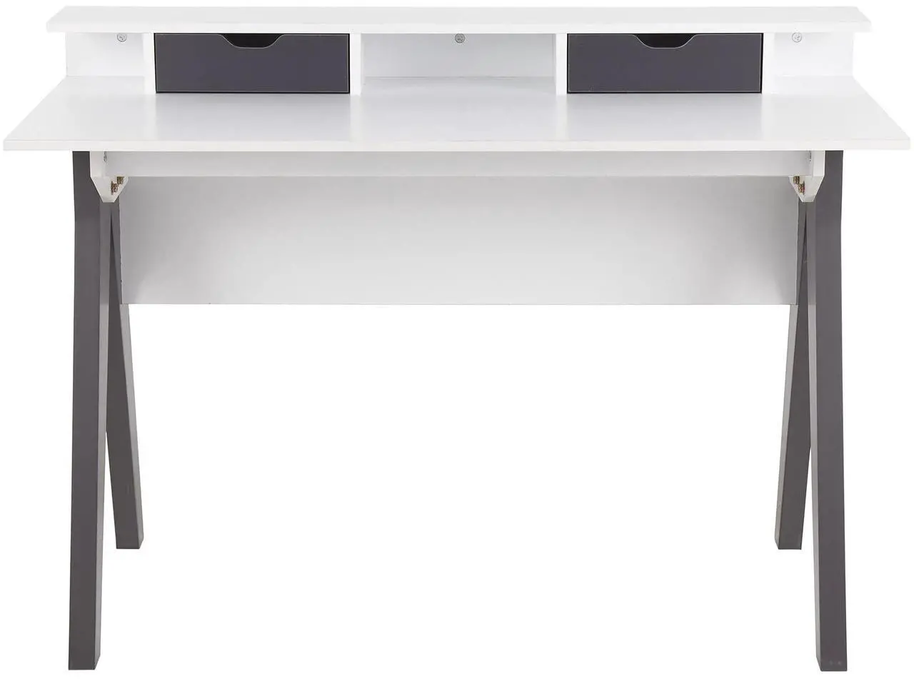 Alt view image 5 of 7 - LumiSource Wishbone White Desk, Home Office Desk, Computer Desk with Drawers, Small Desk for Bedroom, Gaming Desk, Contemporary Desk