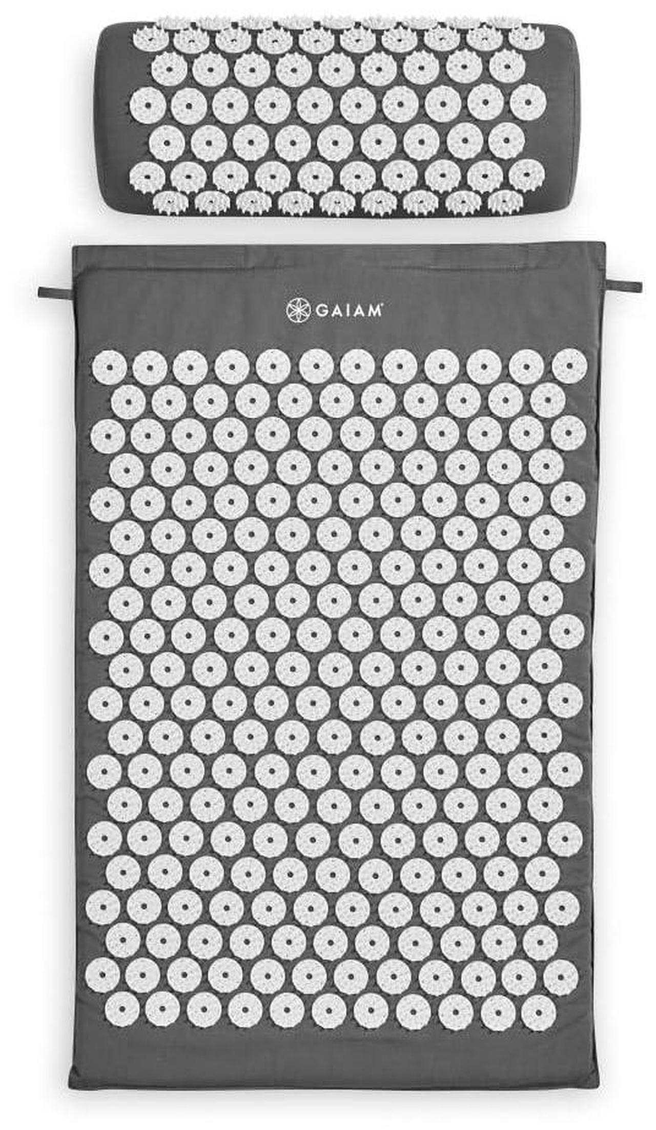 Main image of Gaiam Acupressure Mat and Pillow Set, Acupuncture Style Massage Mat & Pillow, Relief for Sciatic Nerve, Muscle Tension, Fibromyalgia, Neck, Shoulder & Back Pain, Migraine & Headaches and Insomnia Grey