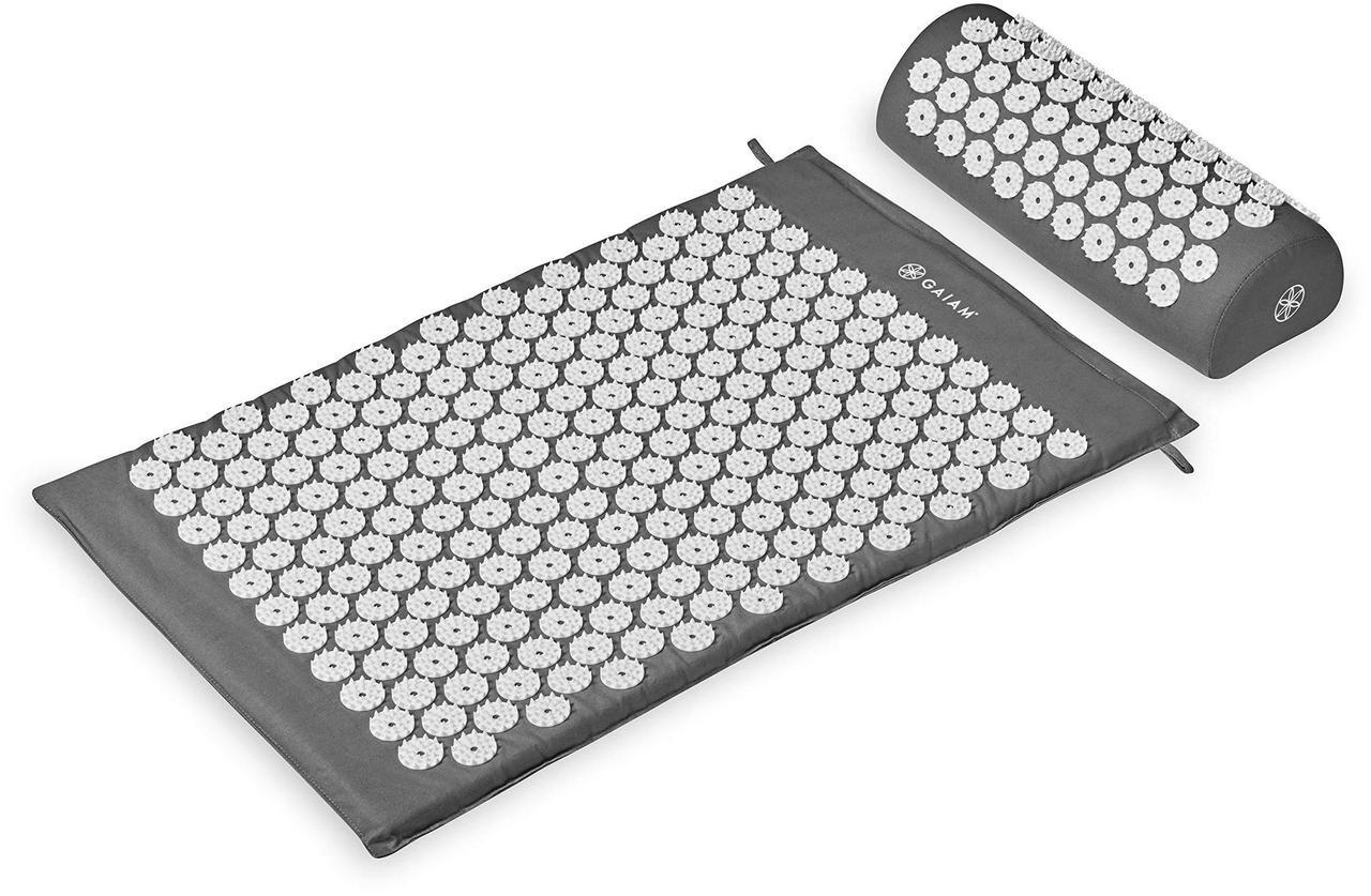 Alt view image 2 of 7 - Gaiam Acupressure Mat and Pillow Set, Acupuncture Style Massage Mat & Pillow, Relief for Sciatic Nerve, Muscle Tension, Fibromyalgia, Neck, Shoulder & Back Pain, Migraine & Headaches and Insomnia Grey
