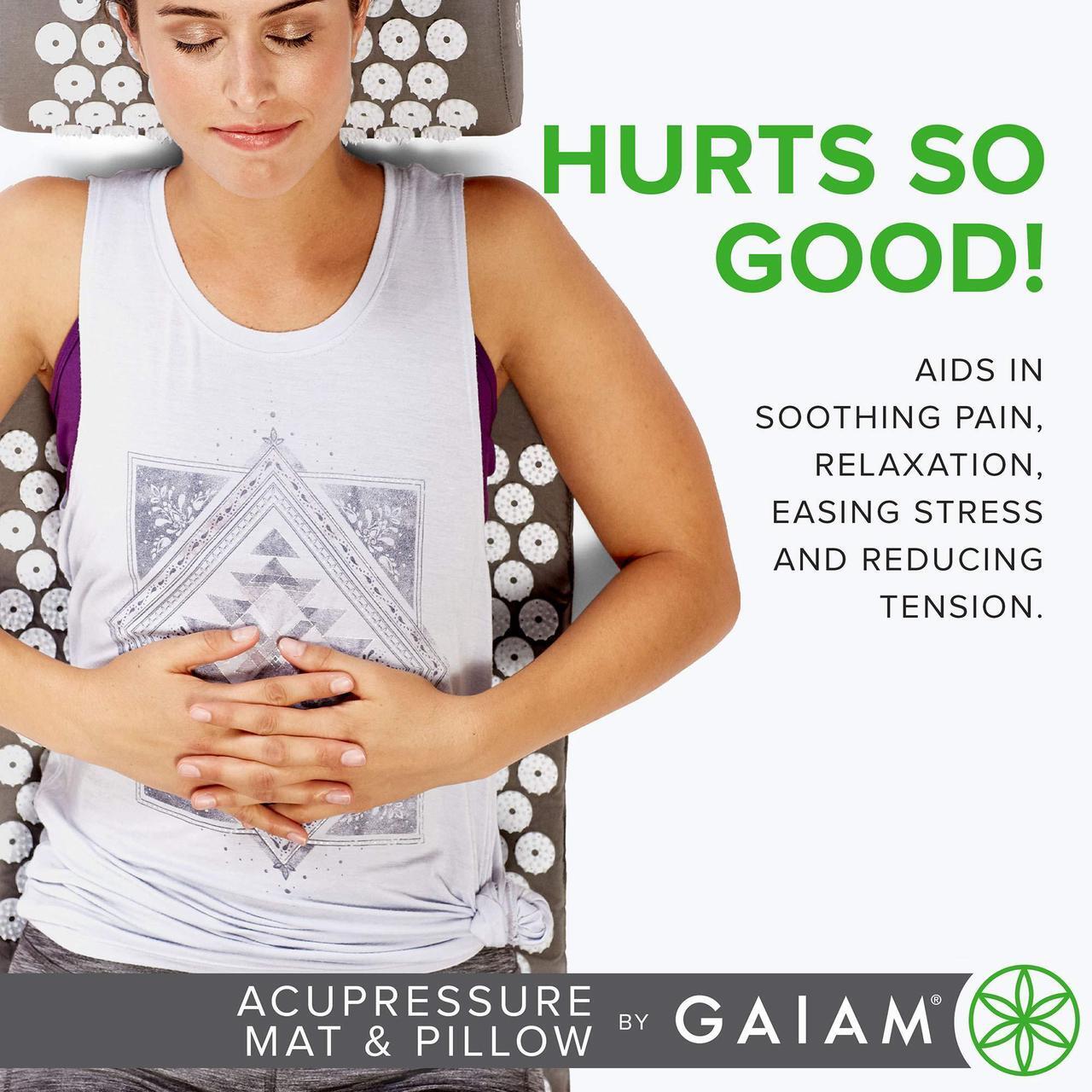 Alt view image 7 of 7 - Gaiam Acupressure Mat and Pillow Set, Acupuncture Style Massage Mat & Pillow, Relief for Sciatic Nerve, Muscle Tension, Fibromyalgia, Neck, Shoulder & Back Pain, Migraine & Headaches and Insomnia Grey