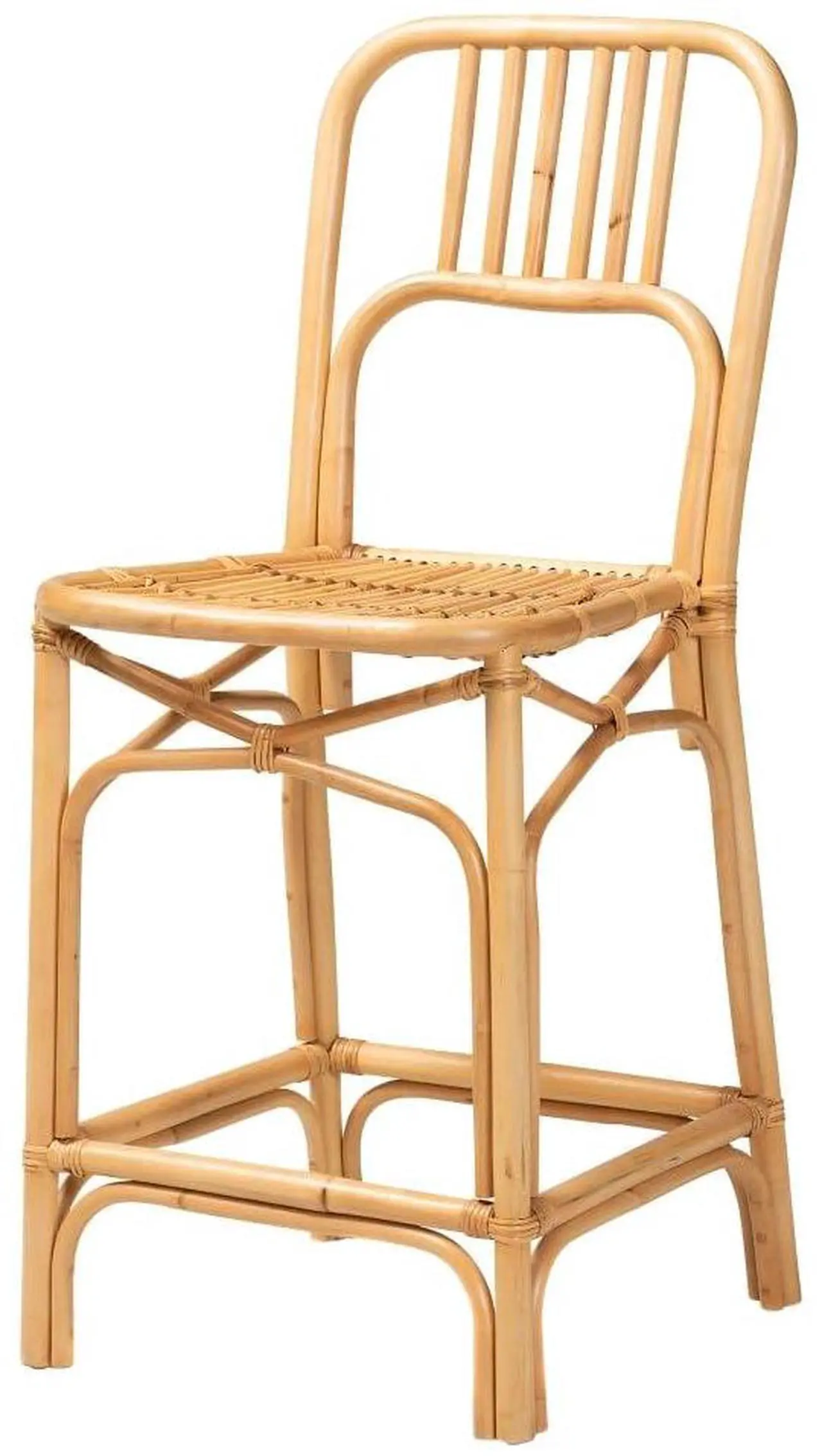 Alt view image 14 of 20 - Baxton Studio Ivora Modern Bohemian Natural Brown Rattan Counter Stool