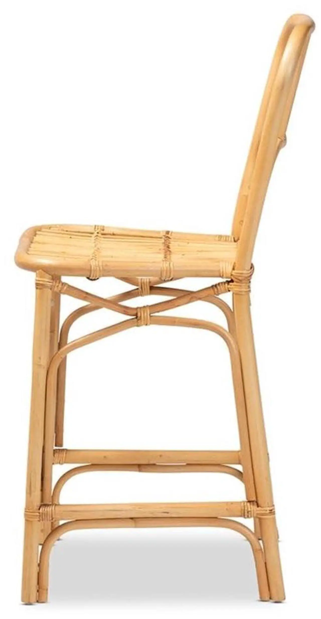 Alt view image 17 of 20 - Baxton Studio Ivora Modern Bohemian Natural Brown Rattan Counter Stool