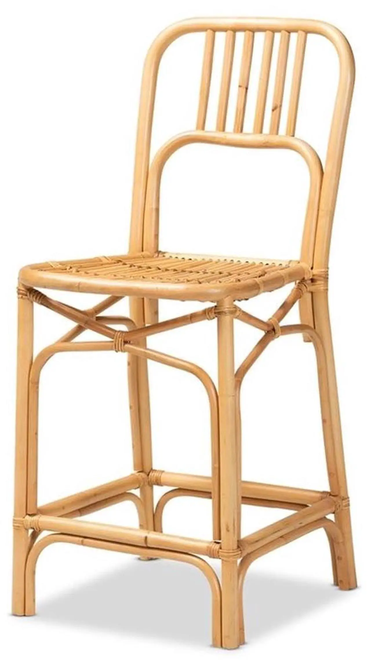Alt view image 15 of 20 - Baxton Studio Ivora Modern Bohemian Natural Brown Rattan Counter Stool