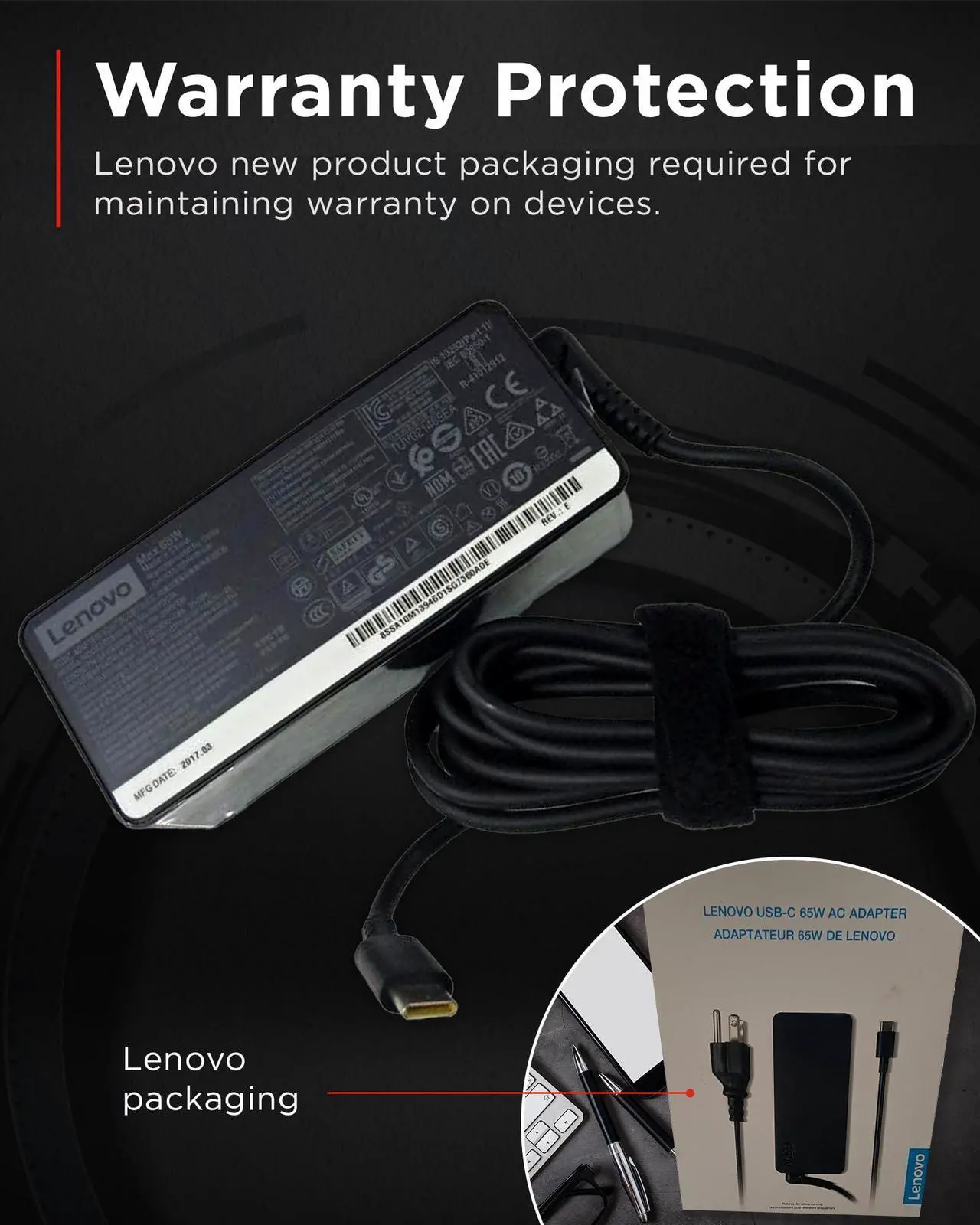 Alt view image 16 of 17 - Lenovo USB-C 65W Standard AC Adapter for Lenovo Yoga C930-13, Yoga 920-13, Yoga 730-13, IdeaPad 730s-13
